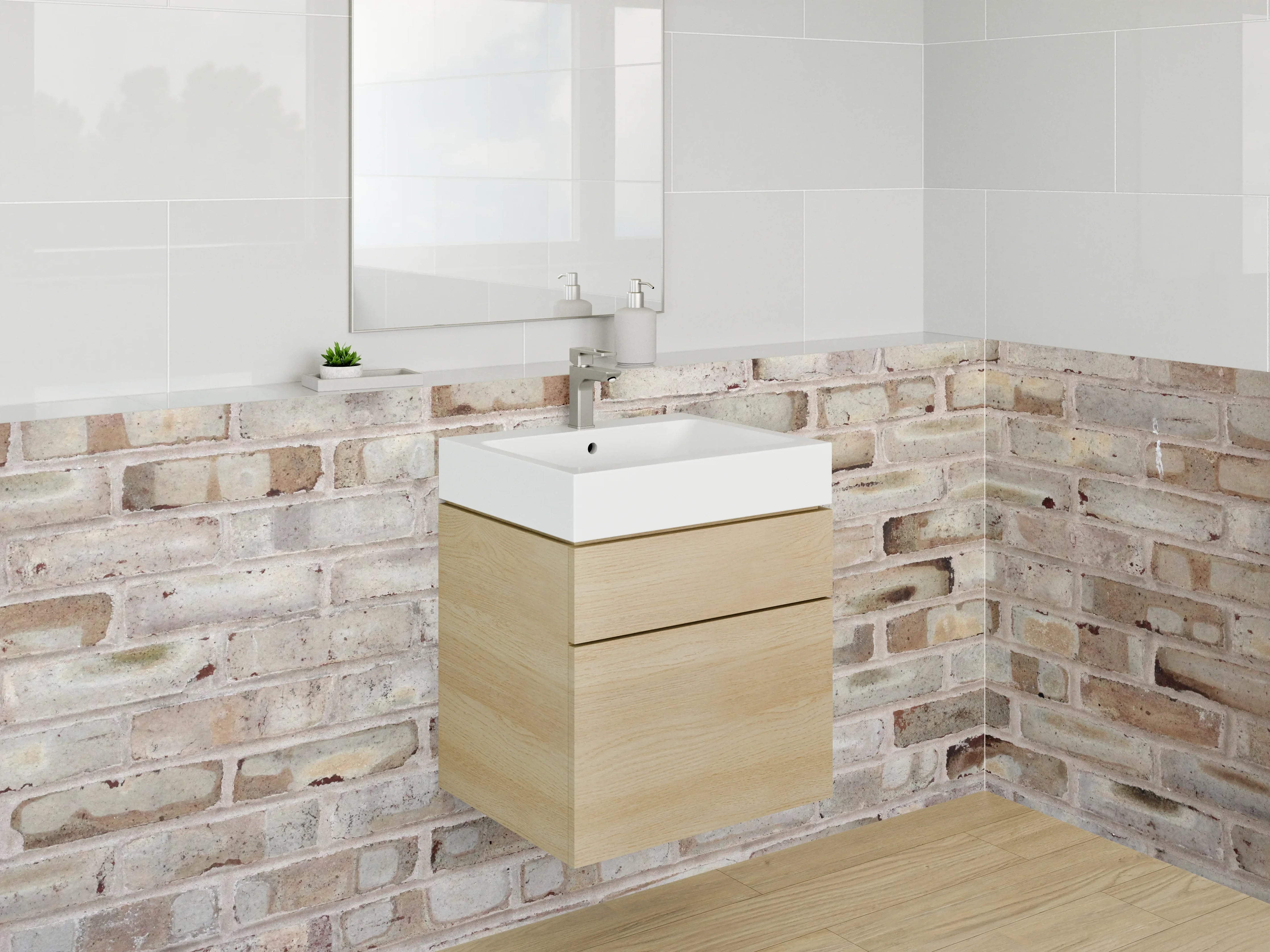 Waschbecken-Rückwand - Rustikale Backstein-Optik für Dein Zuhause