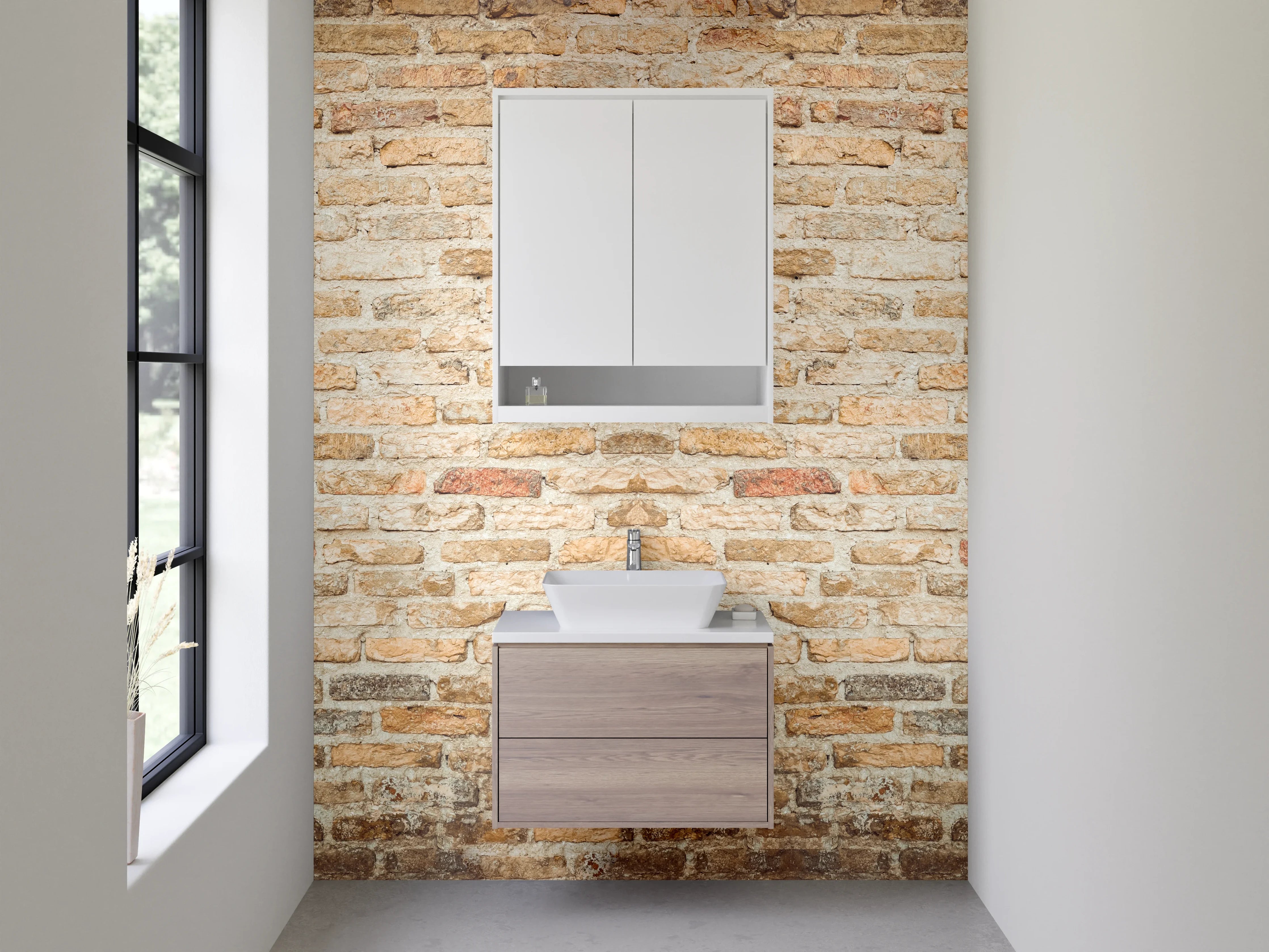 Waschbecken-Rückwand - Rustikale Backstein-Optik für Rückwände