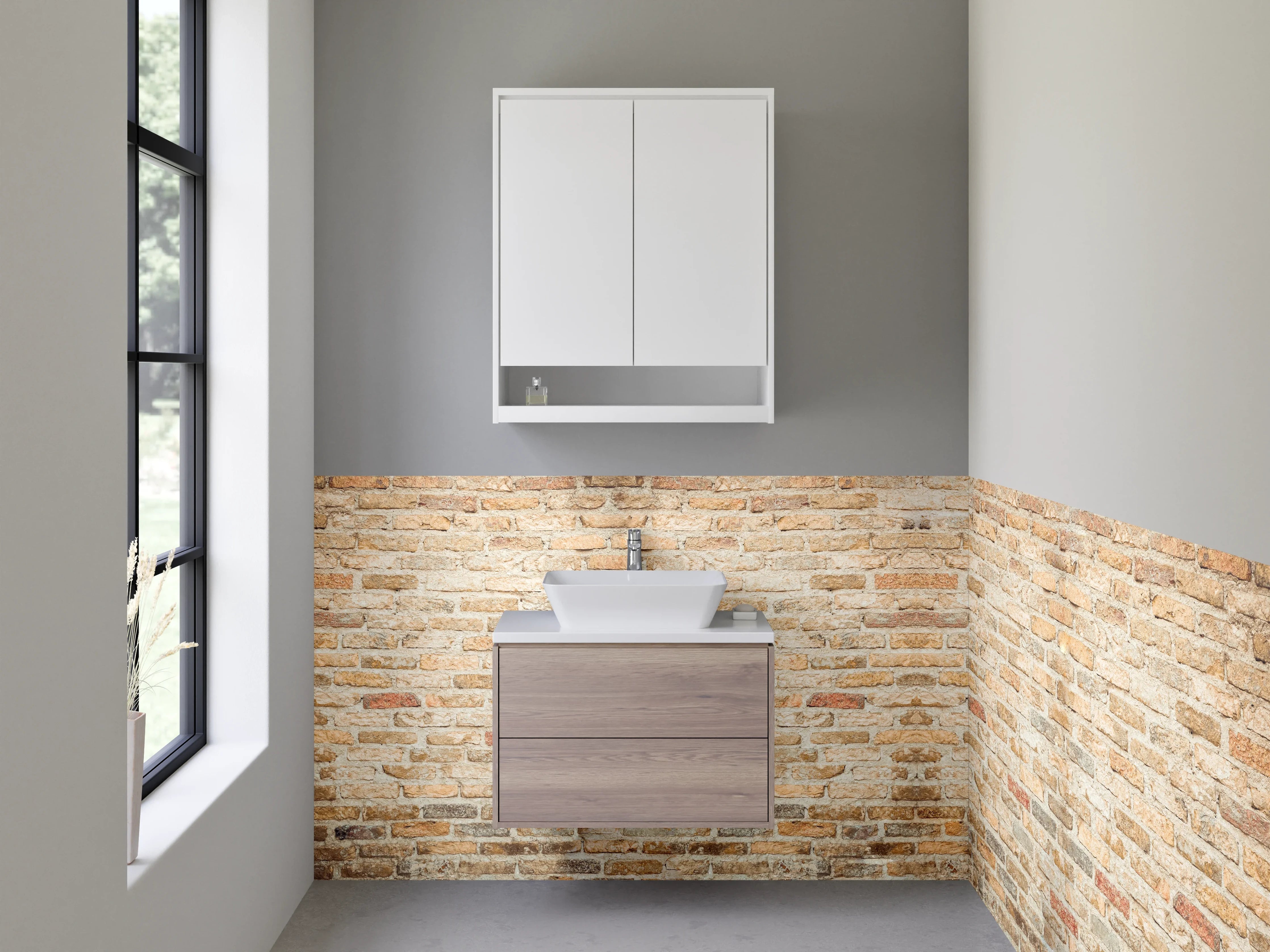 Waschbecken-Rückwand - Rustikale Backstein-Optik für Rückwände