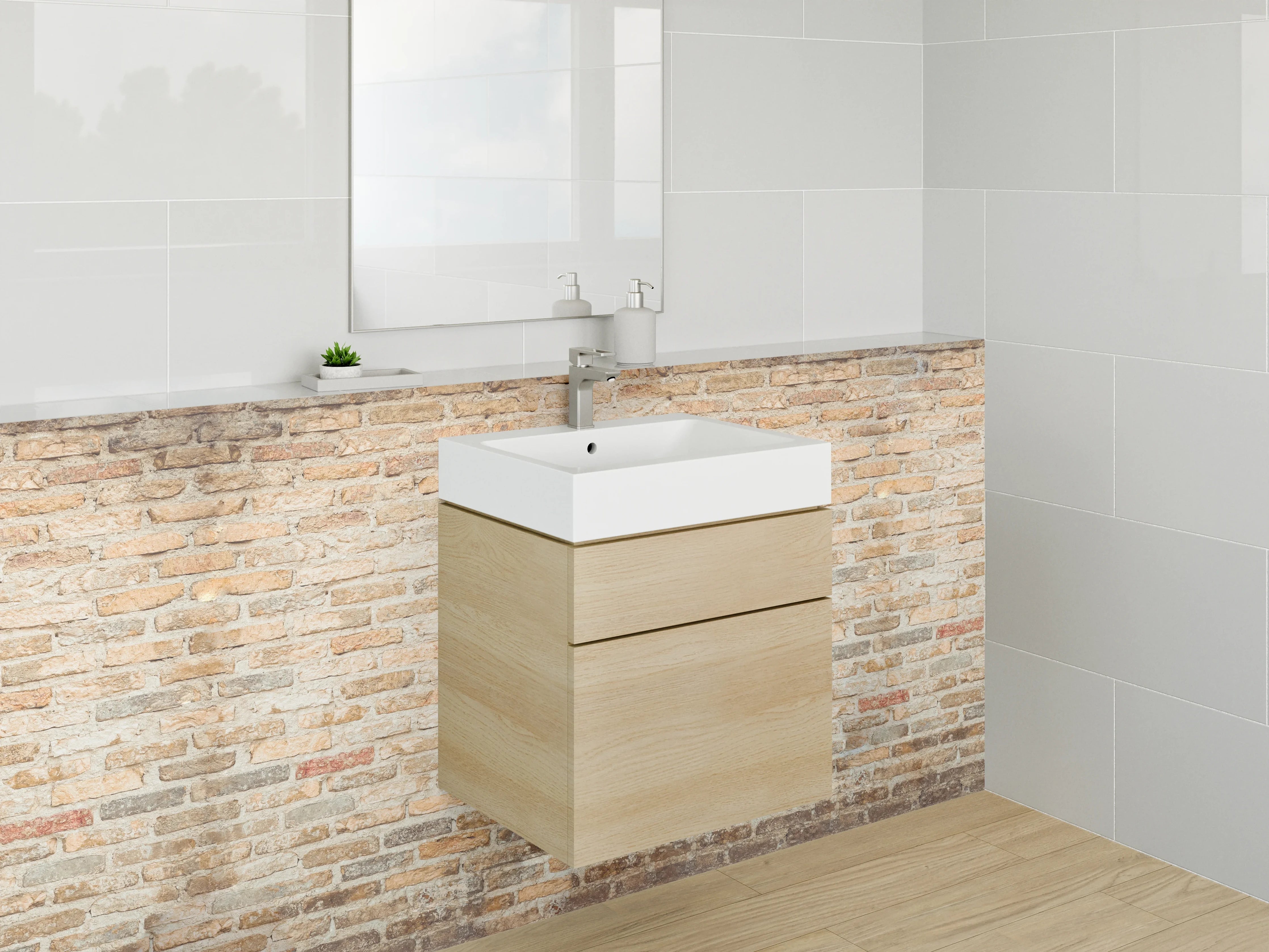 Waschbecken-Rückwand - Rustikale Backstein-Optik für Rückwände