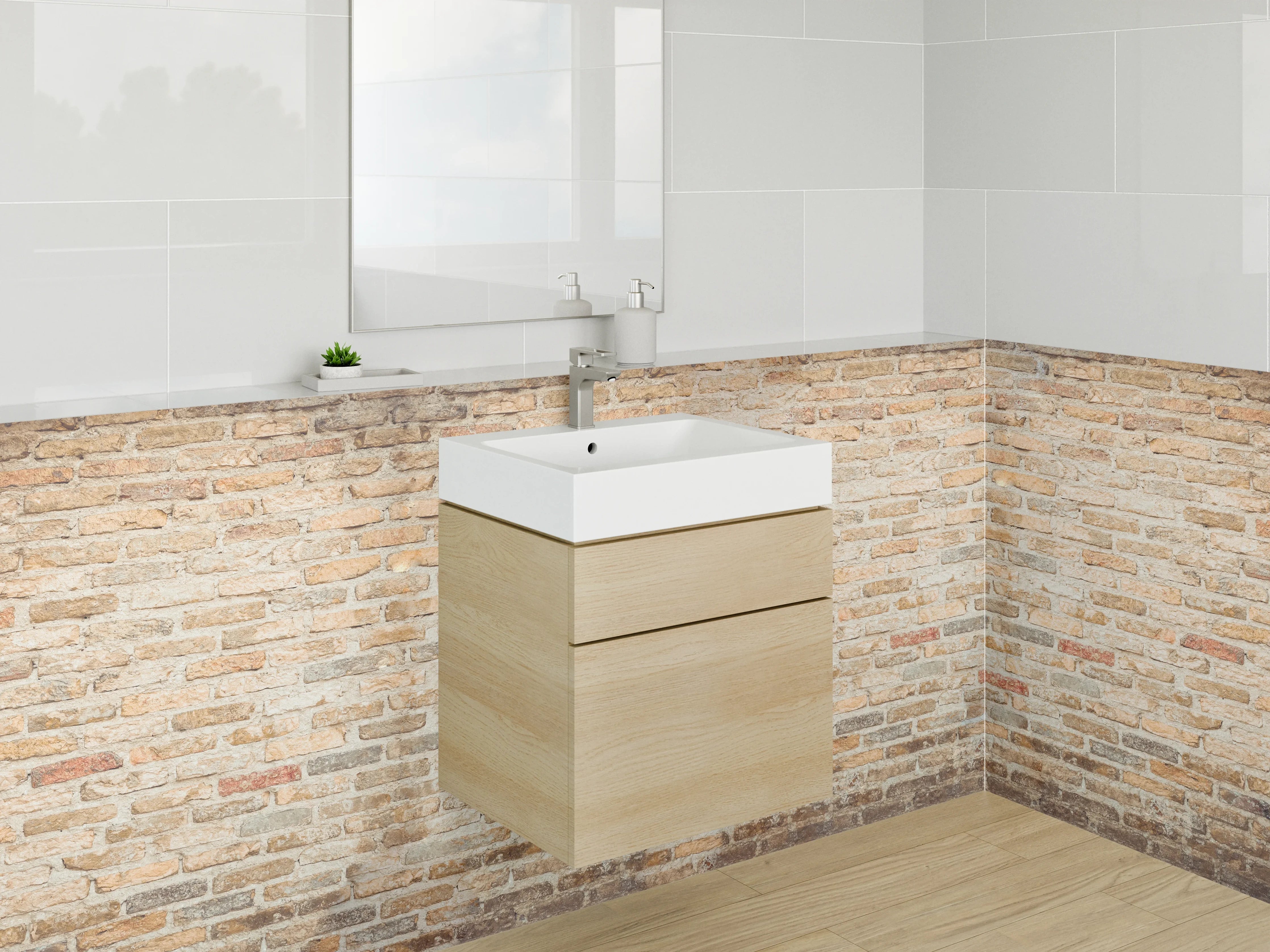 Waschbecken-Rückwand - Rustikale Backstein-Optik für Rückwände