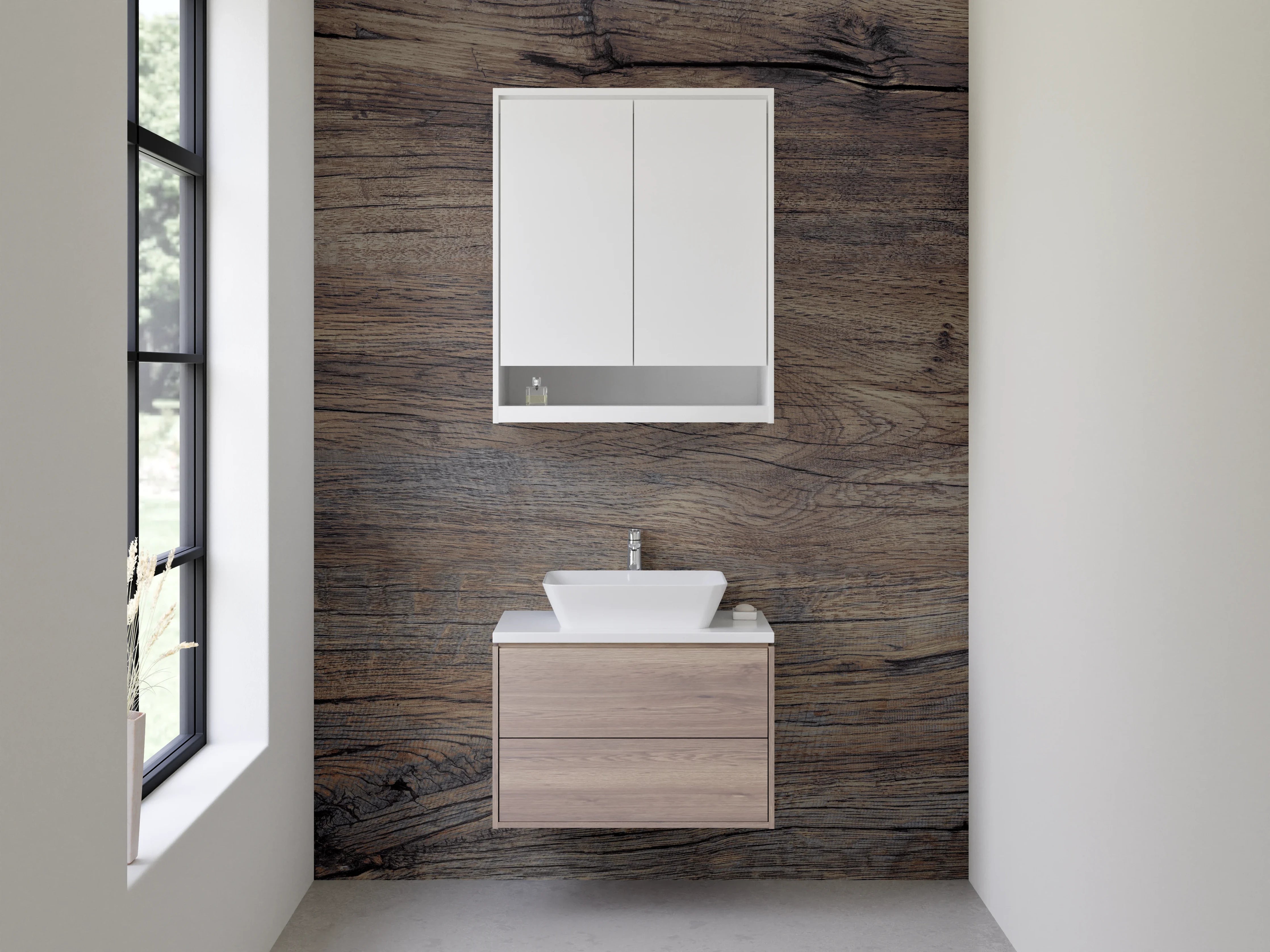 Waschbecken-Rückwand - Rustikale Holzoptik Küche