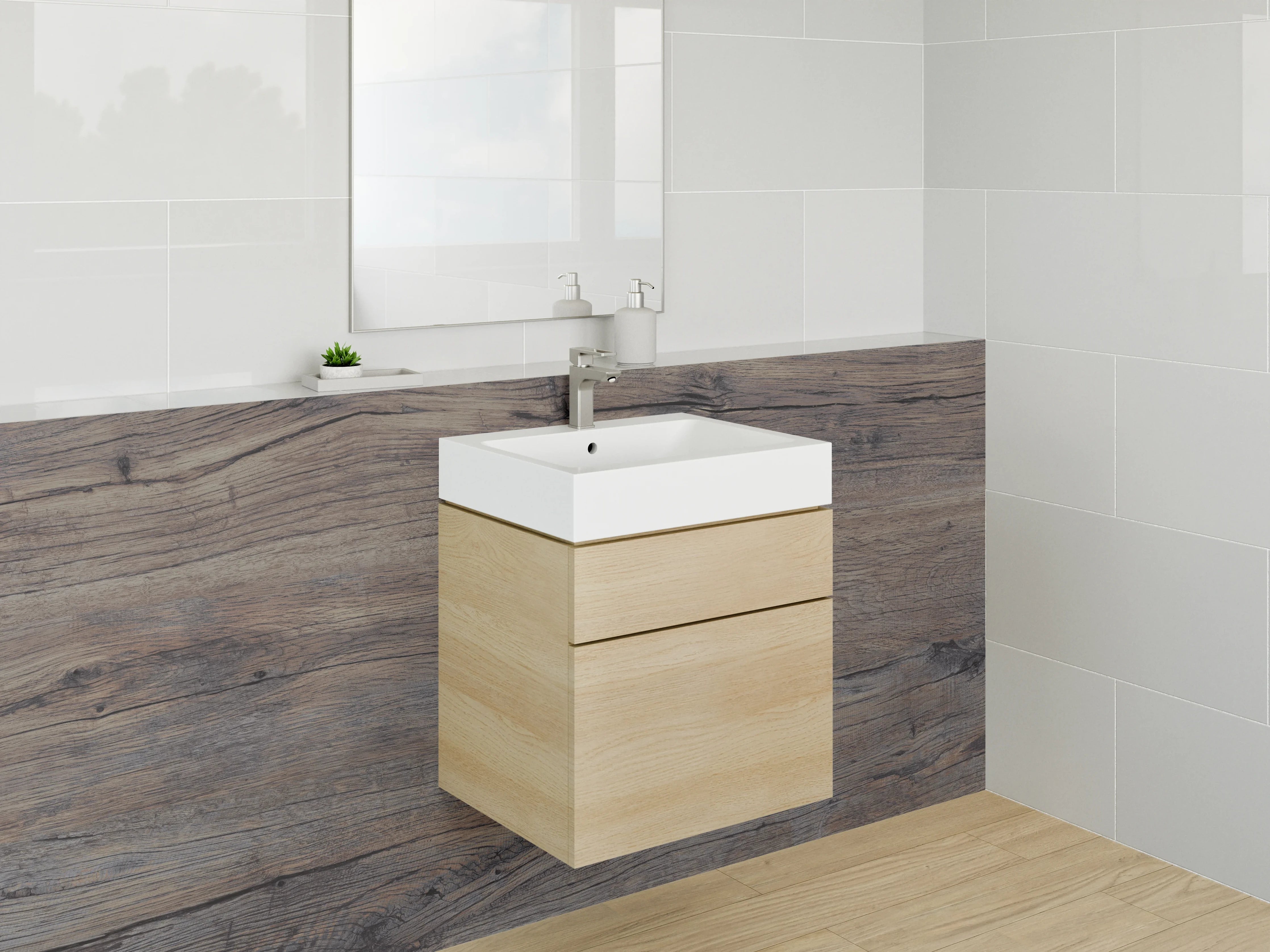 Waschbecken-Rückwand - Rustikale Holzoptik Küche