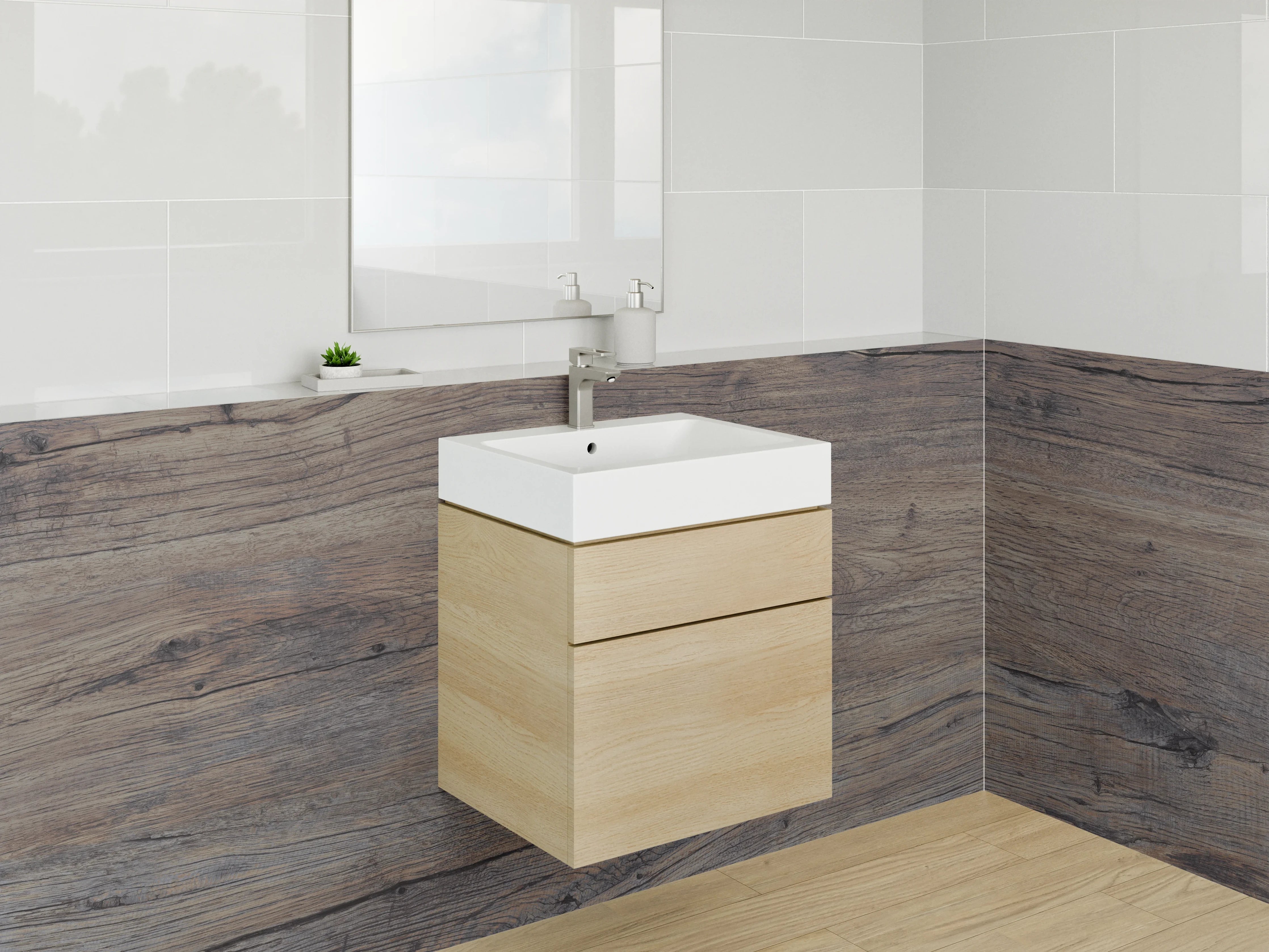Waschbecken-Rückwand - Rustikale Holzoptik Küche