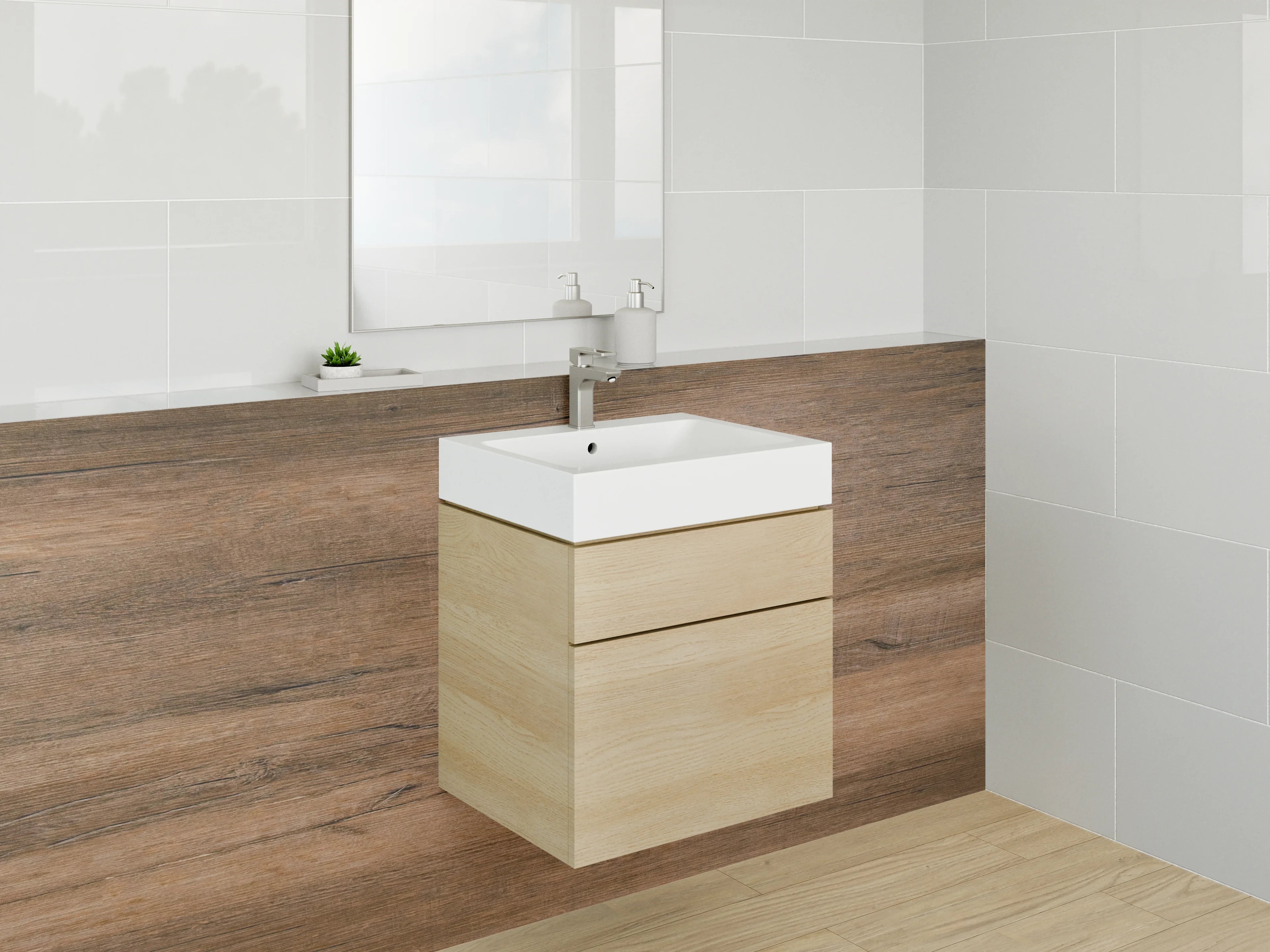 Waschbecken-Rückwand - Rustikale Holzoptik für Küche & Bad