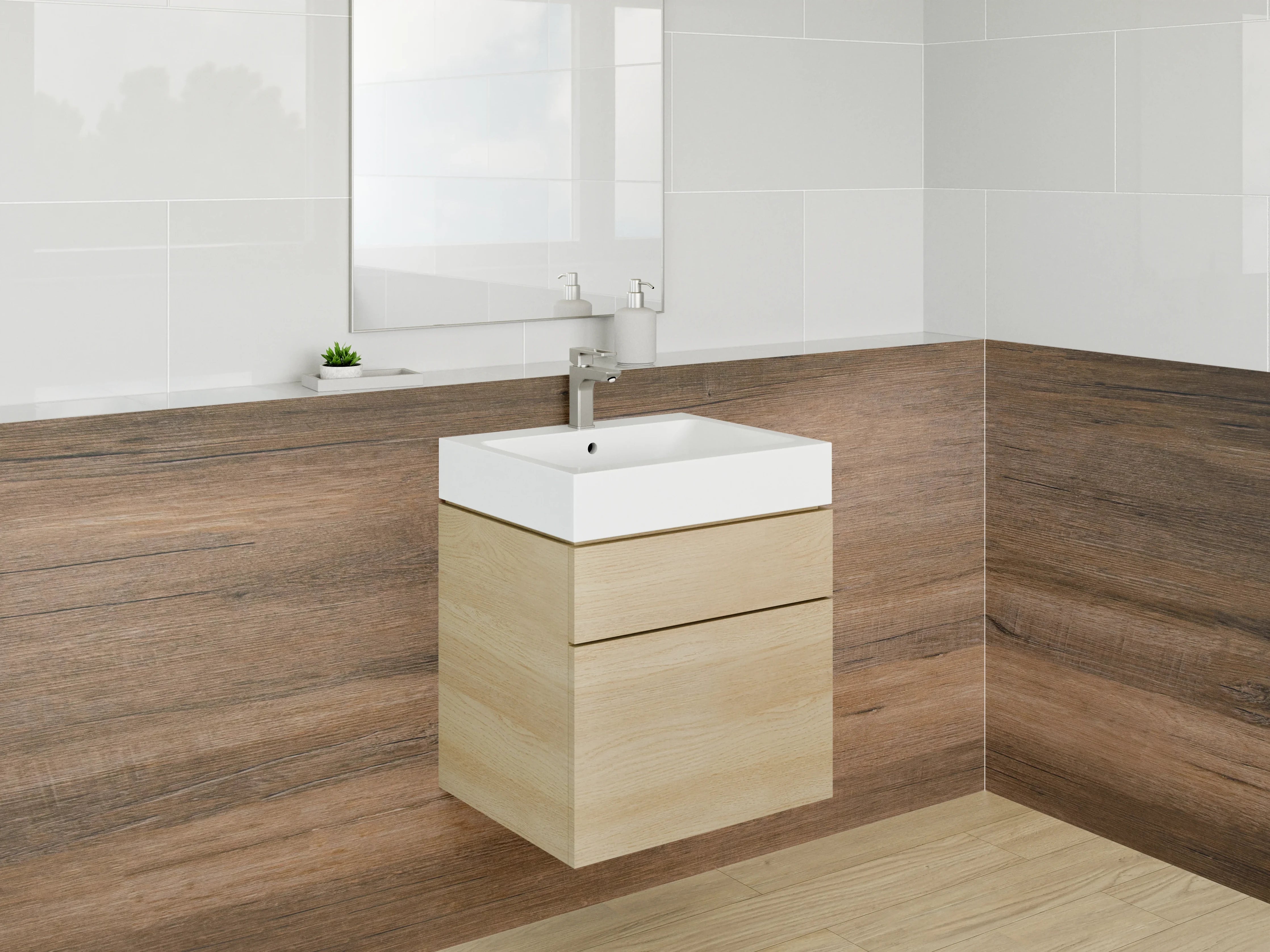 Waschbecken-Rückwand - Rustikale Holzoptik für Küche & Bad