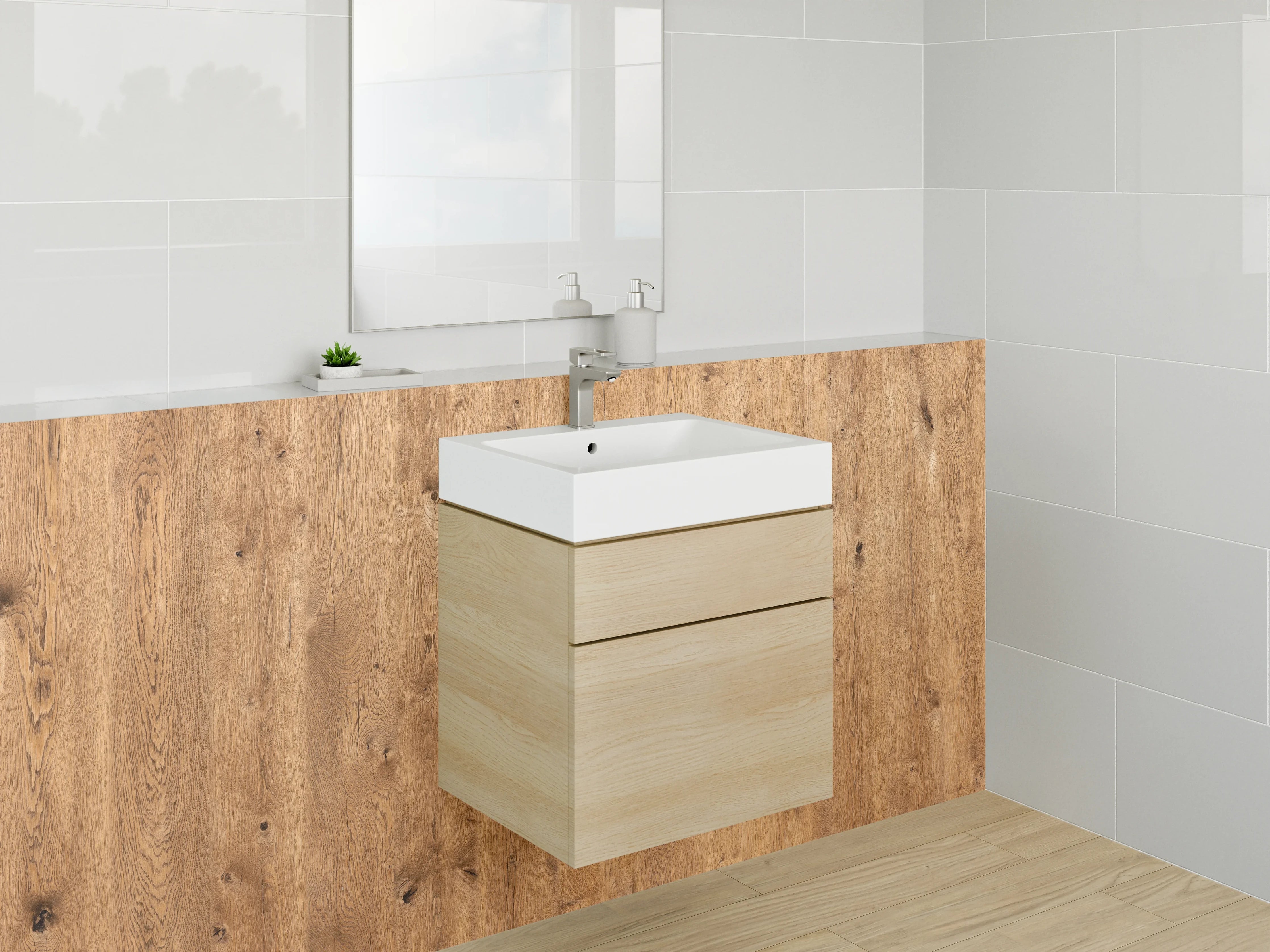 Waschbecken-Rückwand - Rustikale Holzoptik für Küchenrückwände