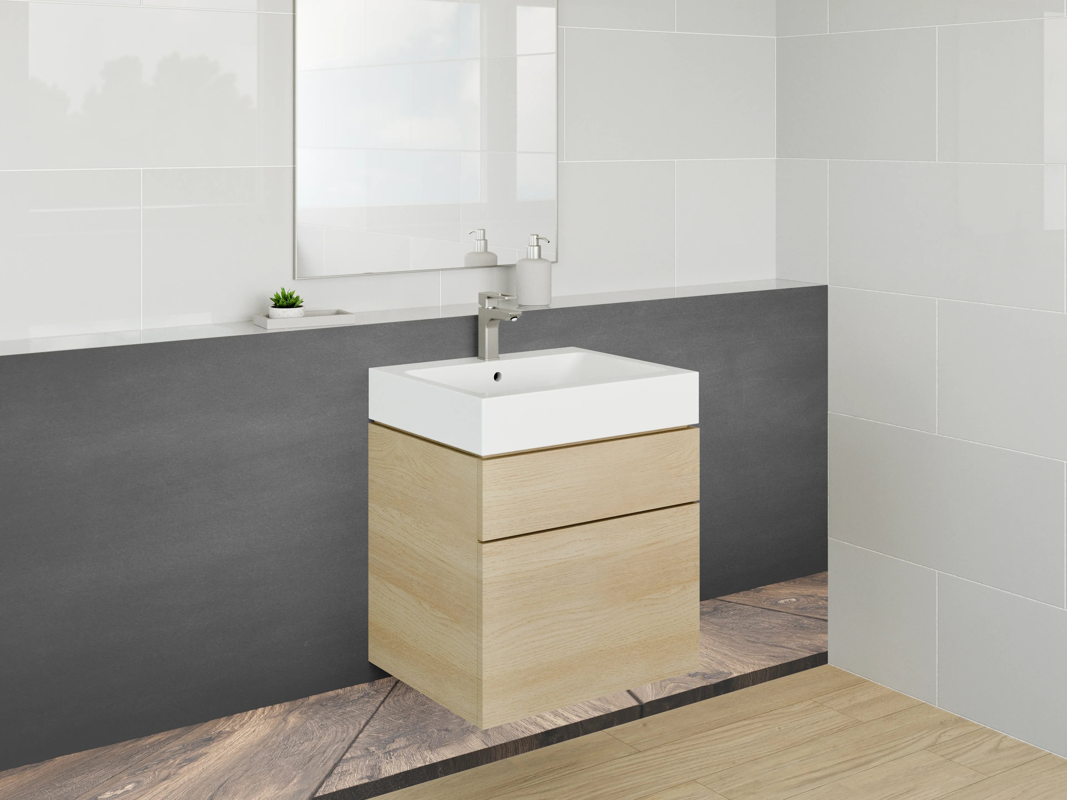 Waschbecken-Rückwand - Rustikale Holzplatte mit Kreidetafel