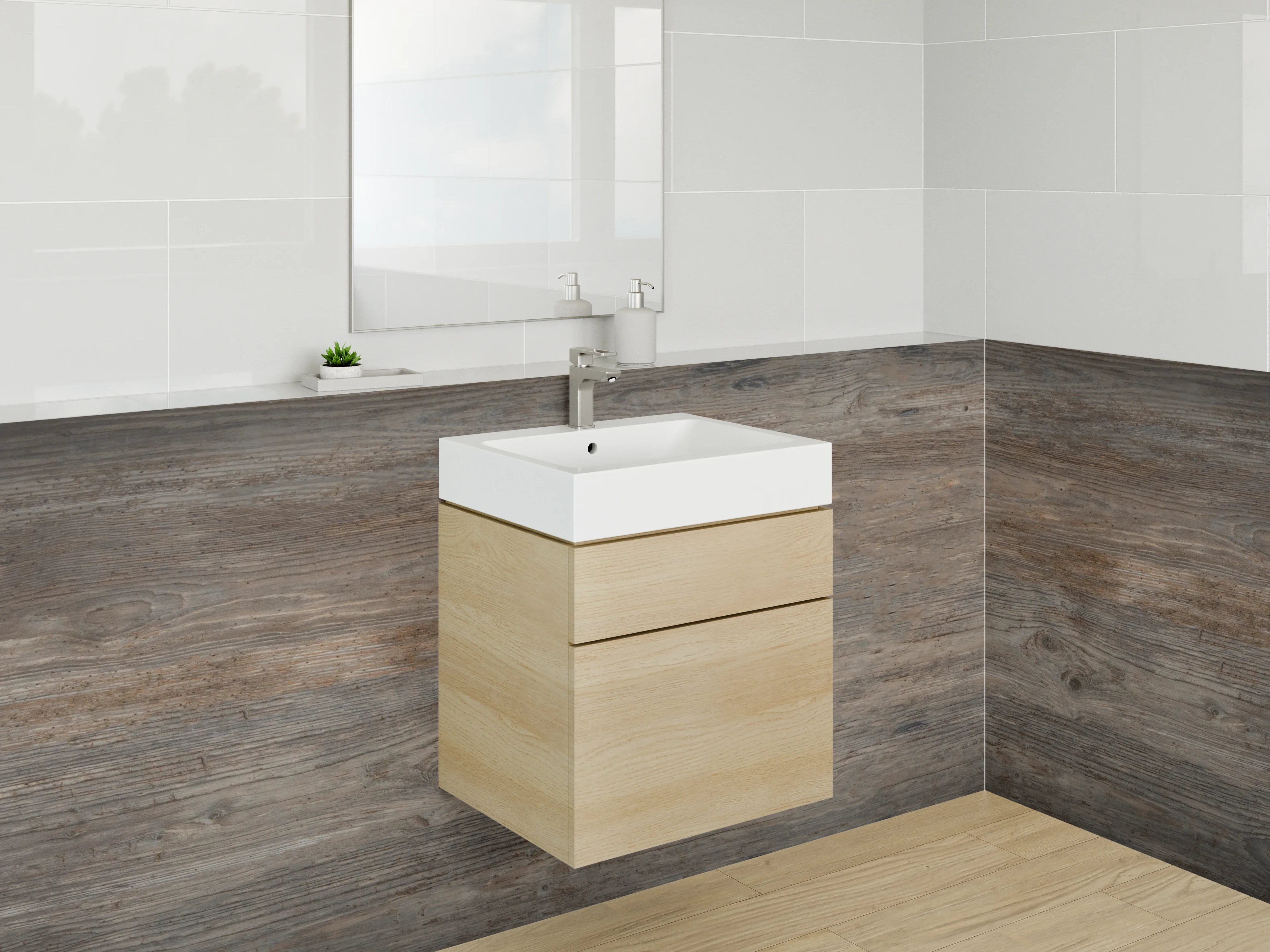 Waschbecken-Rückwand - Rustikale Holzstruktur braun-grau