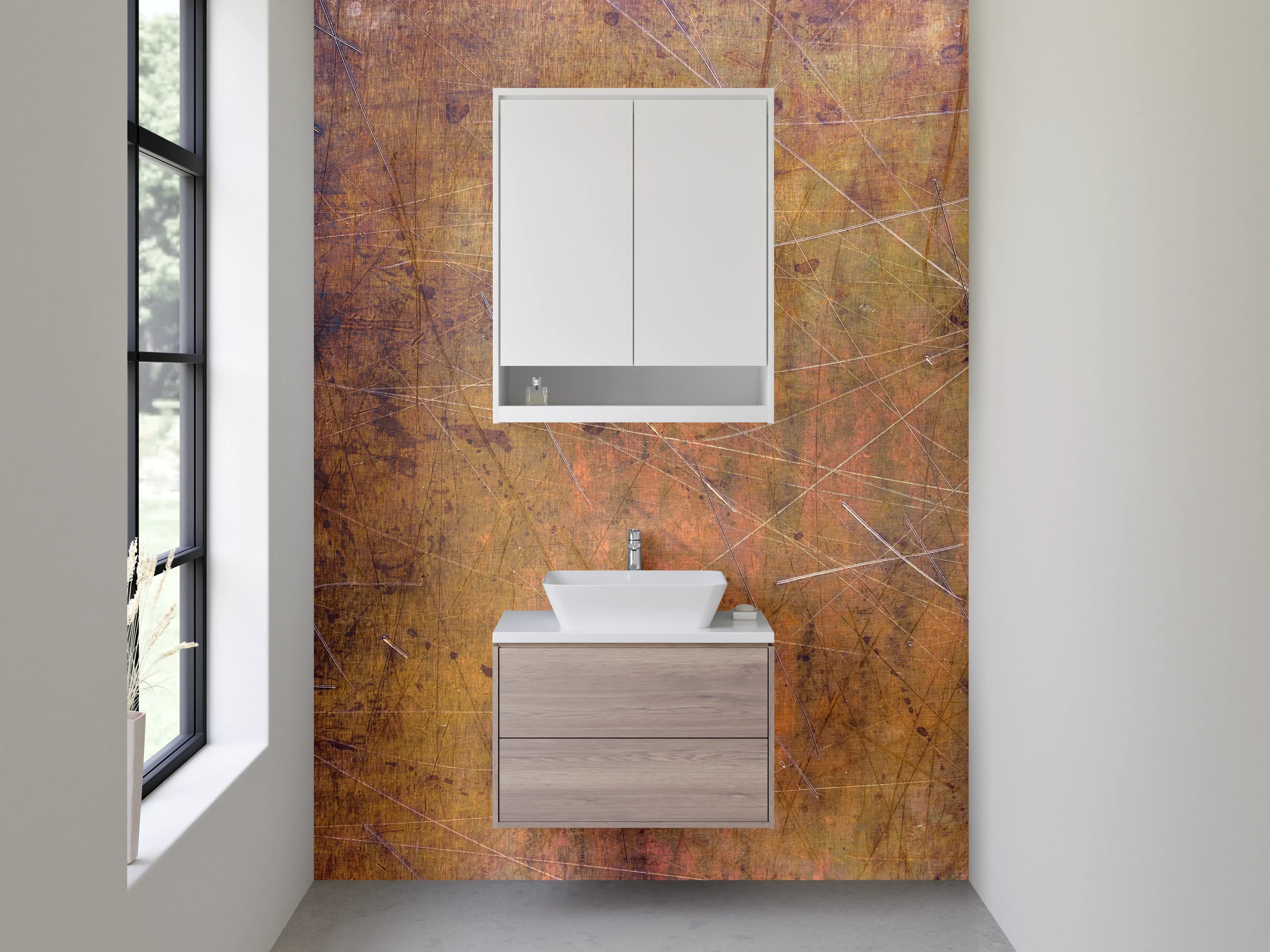 Waschbecken-Rückwand - Rustikale Metallstruktur Rostoptik