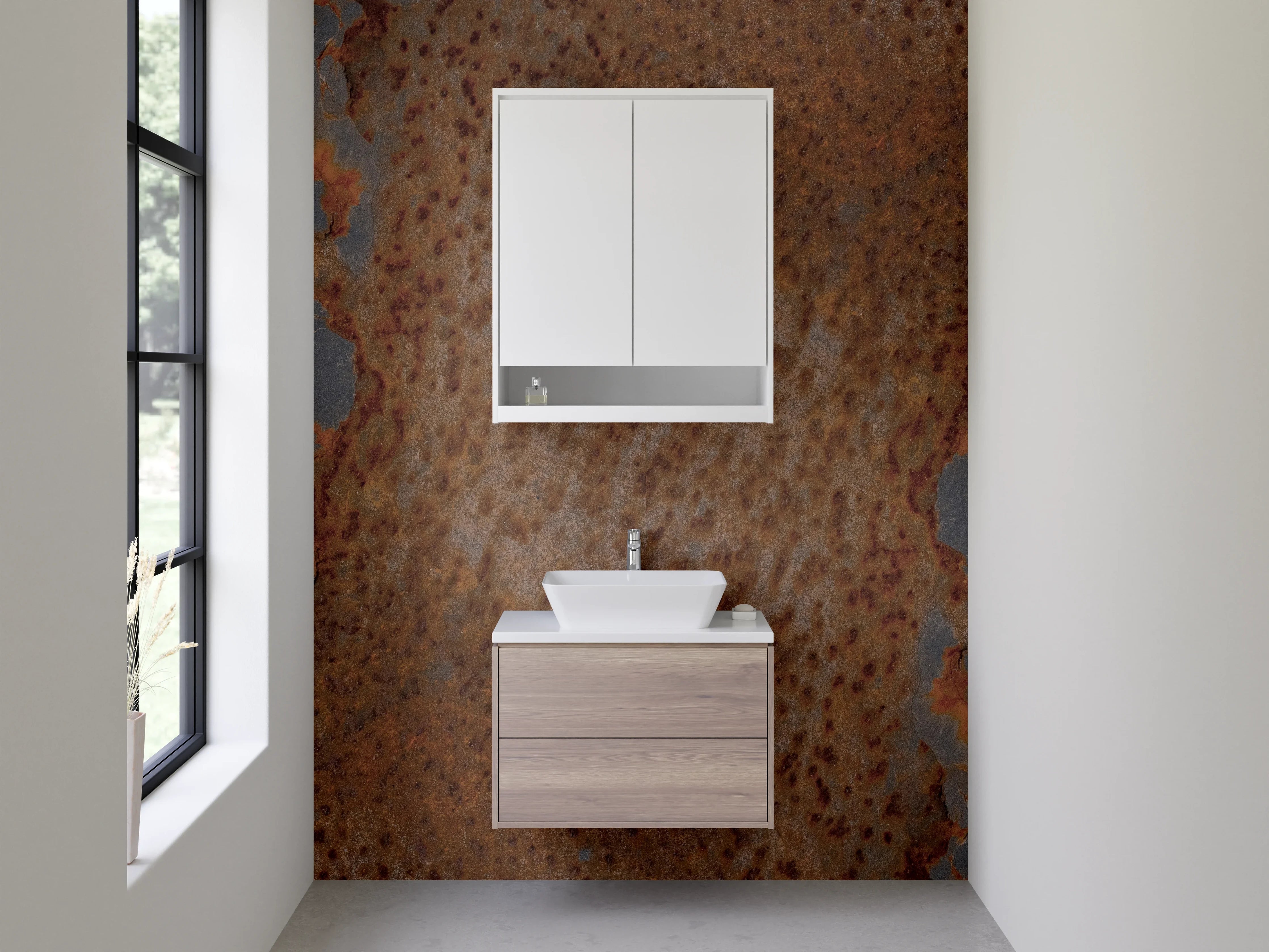 Waschbecken-Rückwand - Rustikale Rostoptik Industrial Metall