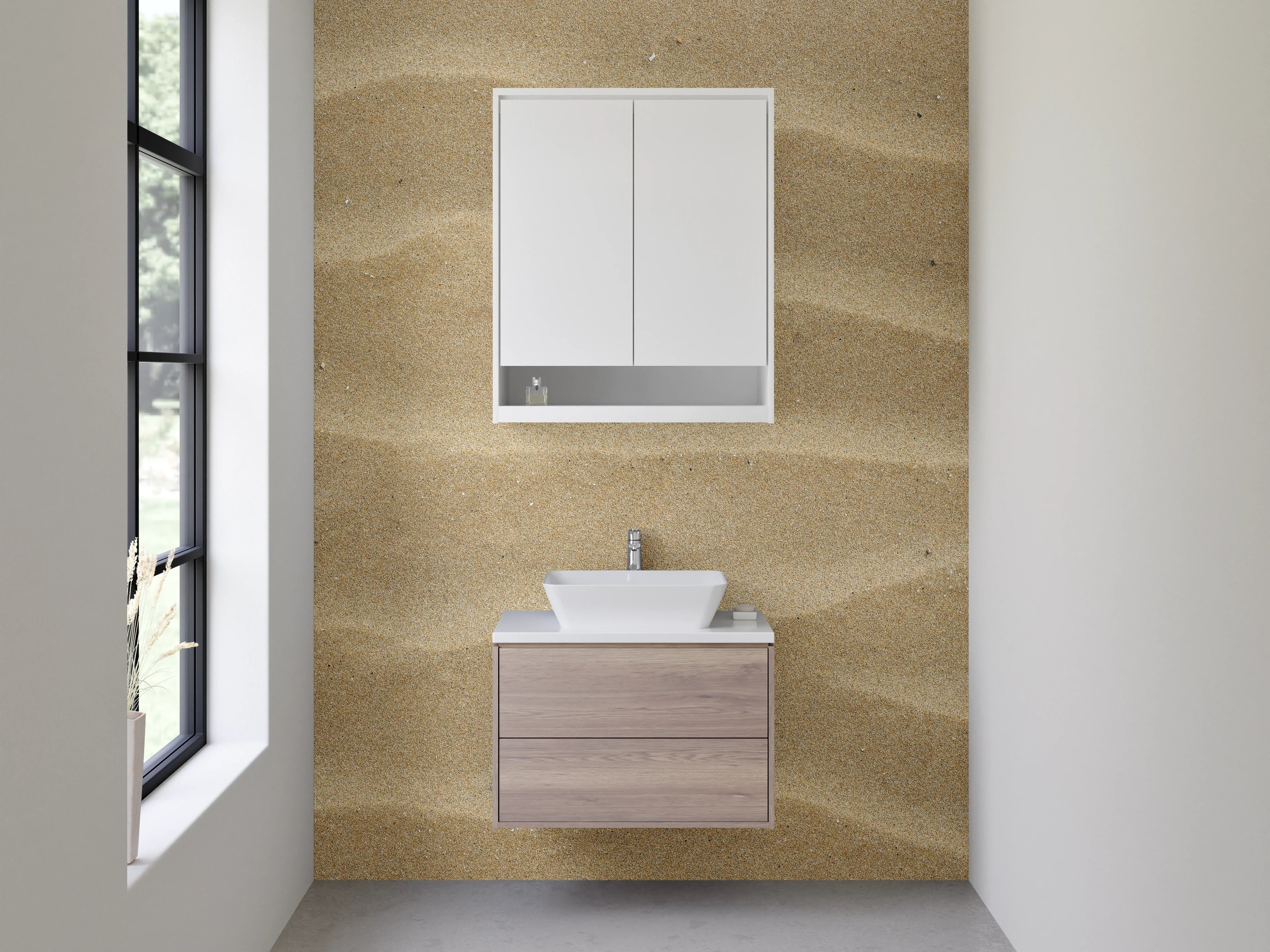 Waschbecken-Rückwand - Sandmuster Natur Beige