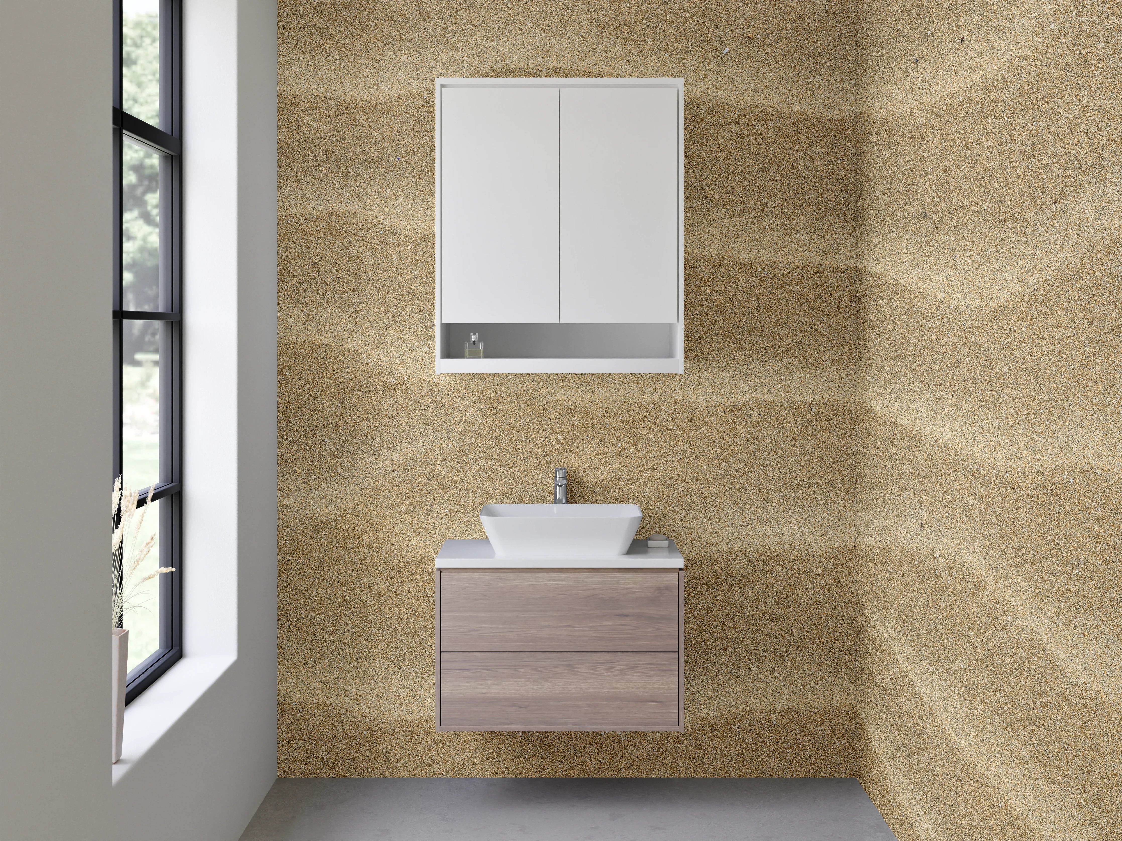 Waschbecken-Rückwand - Sandmuster Natur Beige