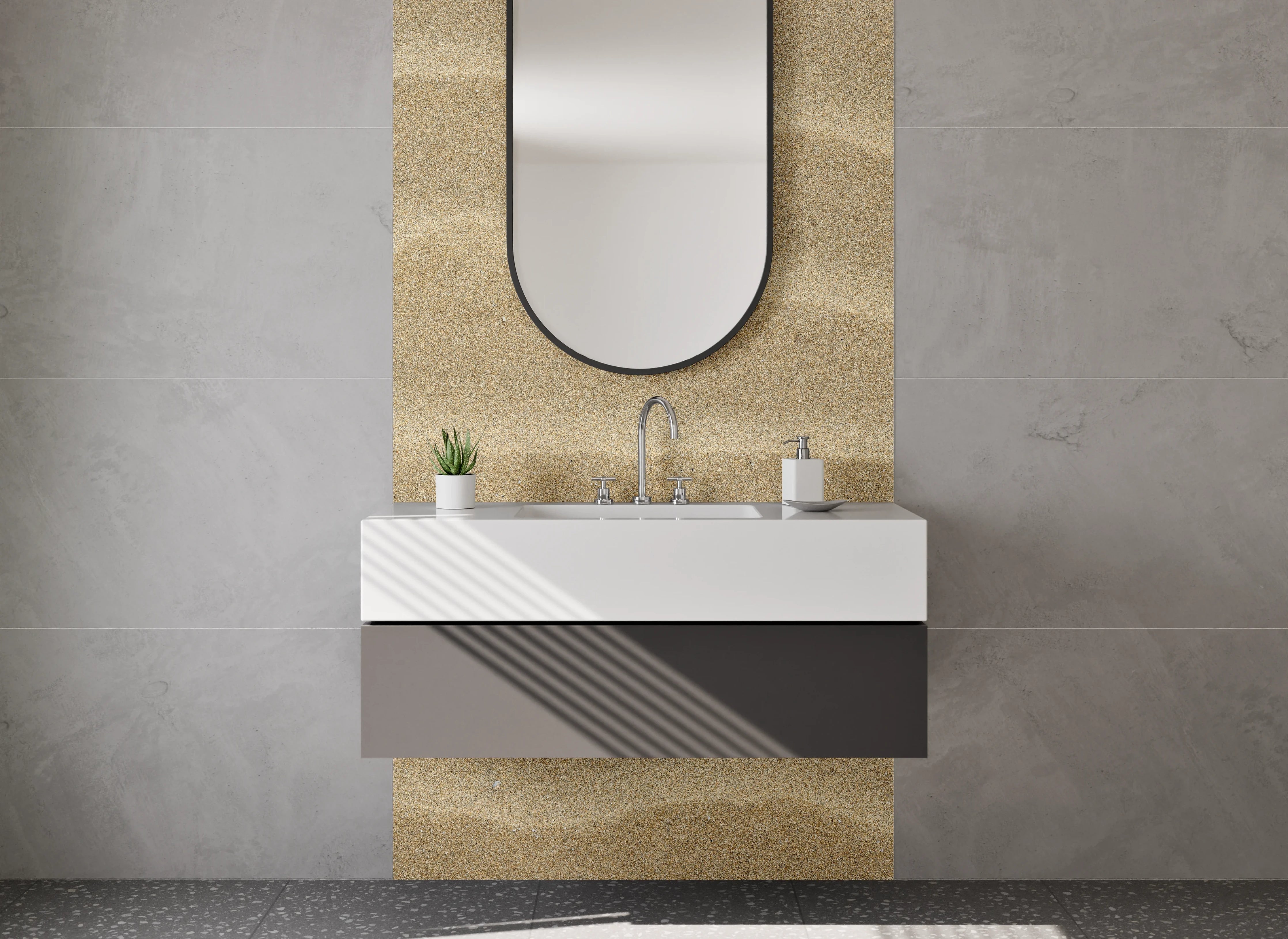 Waschbecken-Rückwand - Sandmuster Natur Beige