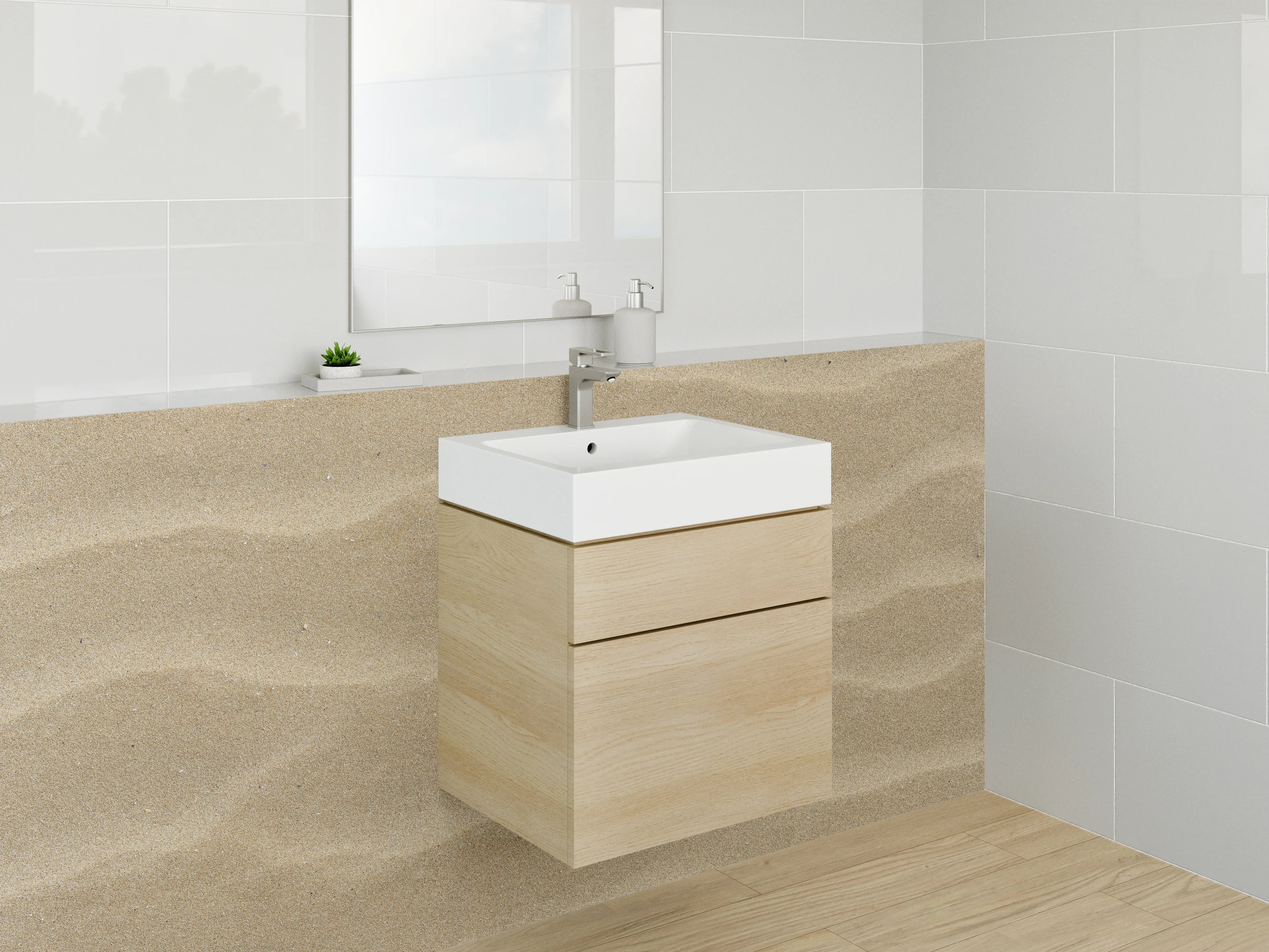 Waschbecken-Rückwand - Sandmuster Natur Beige