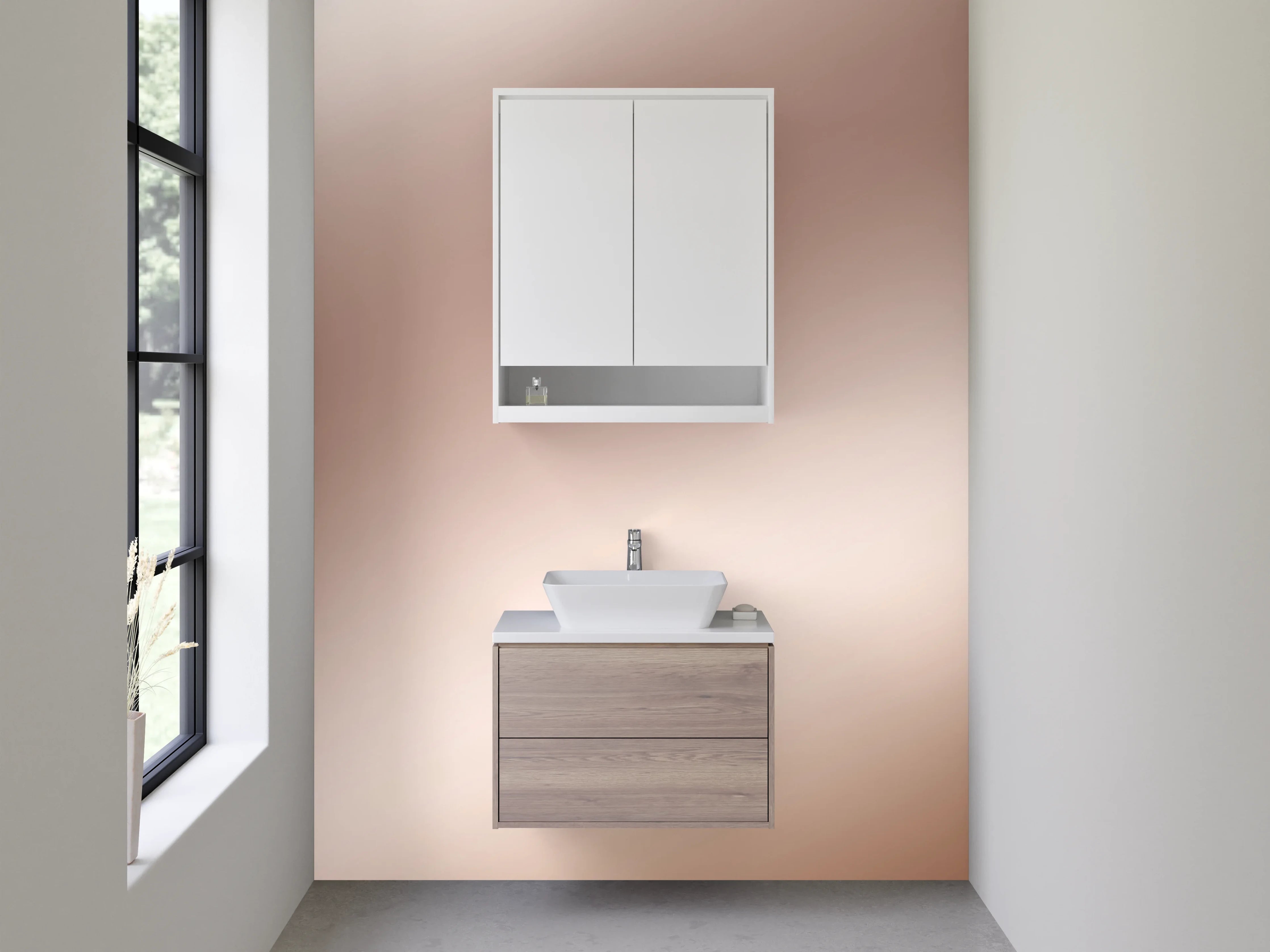 Waschbecken-Rückwand - Sanfte Beige-Braun Verlauf Waschrückwand