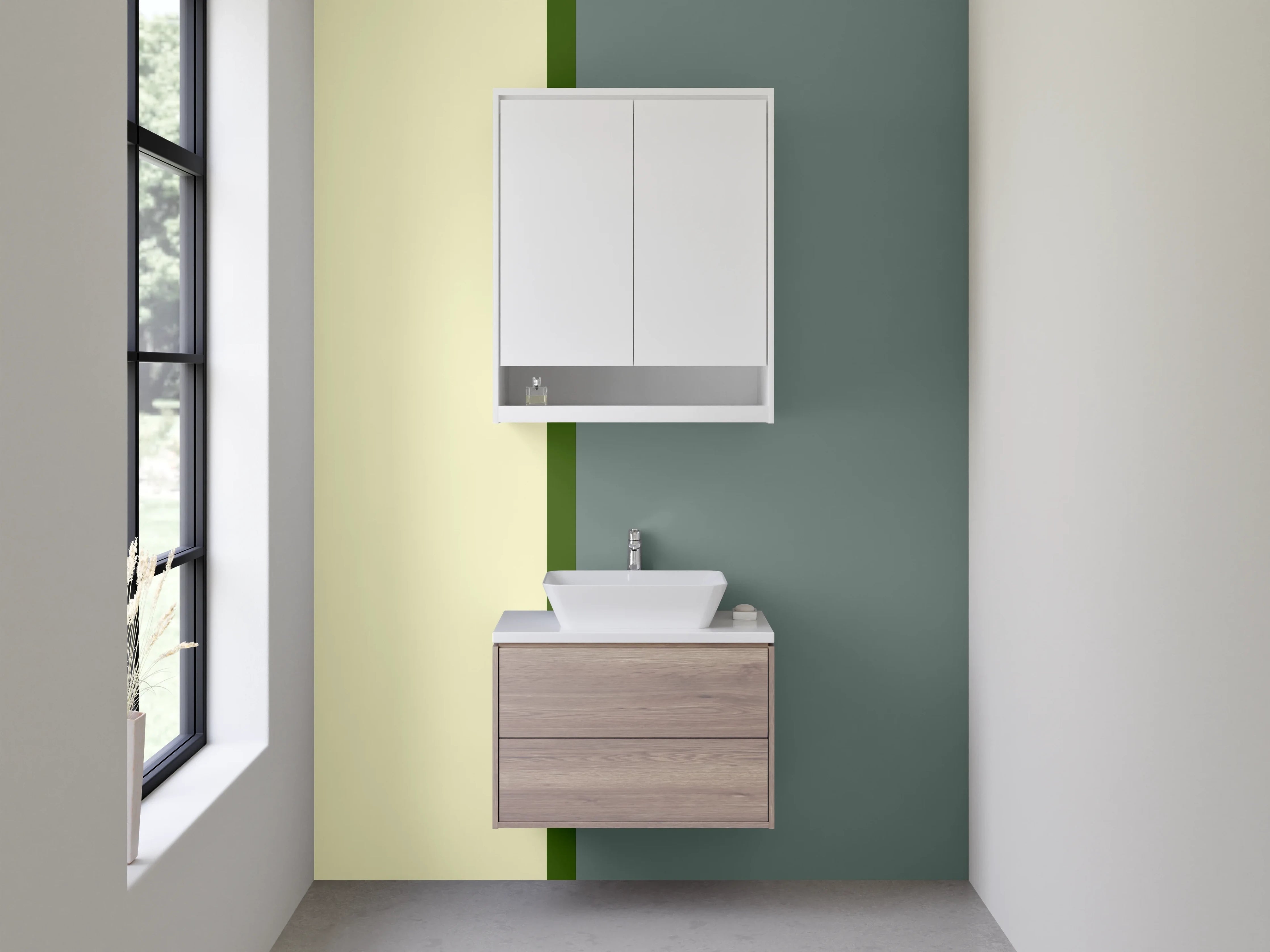 Waschbecken-Rückwand - Sanfte Farbpalette in Beige und Grau