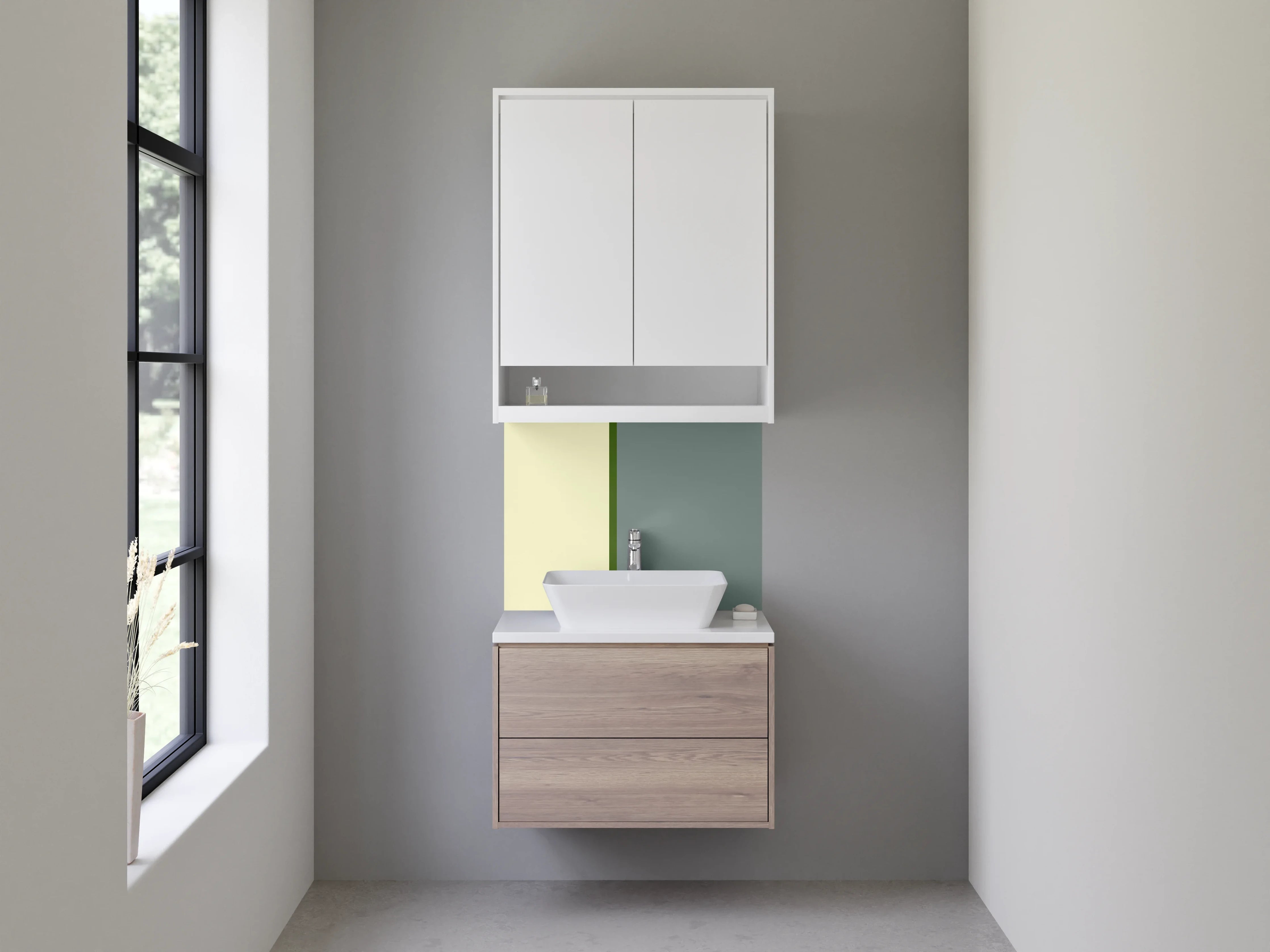 Waschbecken-Rückwand - Sanfte Farbpalette in Beige und Grau