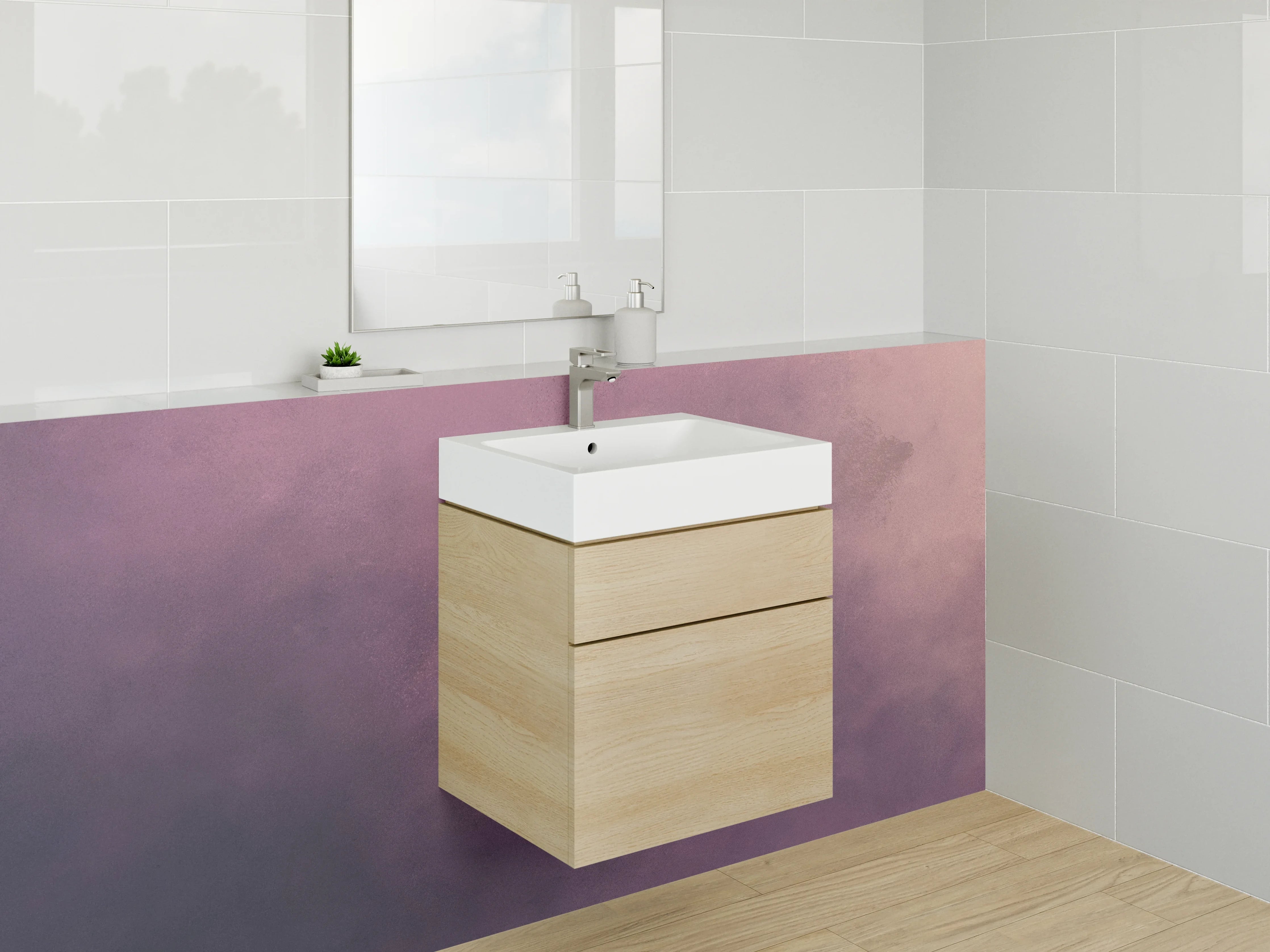Waschbecken-Rückwand - Sanfte Farbverlaufs-Textur in Pink und Dunkelviolett