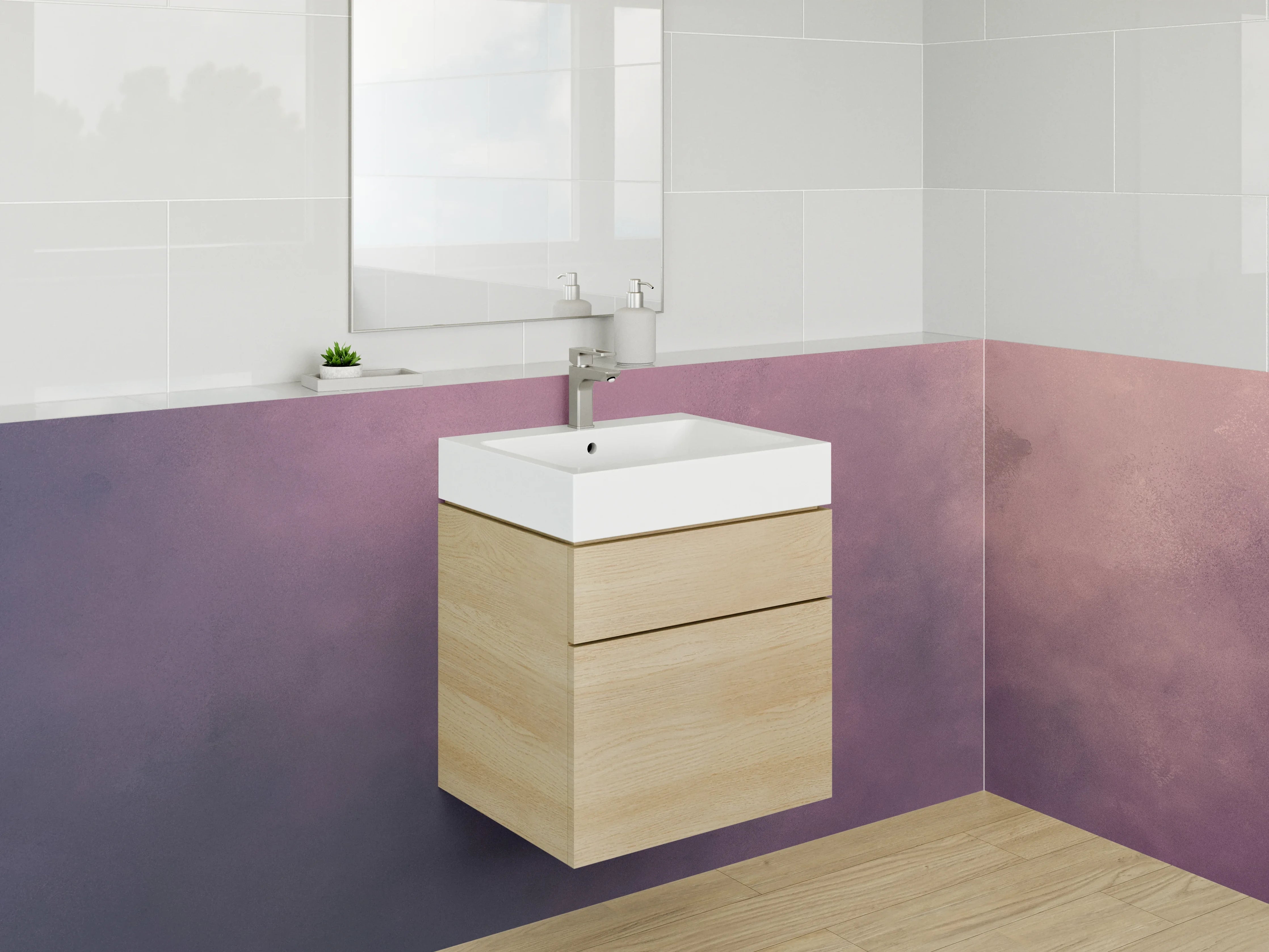 Waschbecken-Rückwand - Sanfte Farbverlaufs-Textur in Pink und Dunkelviolett