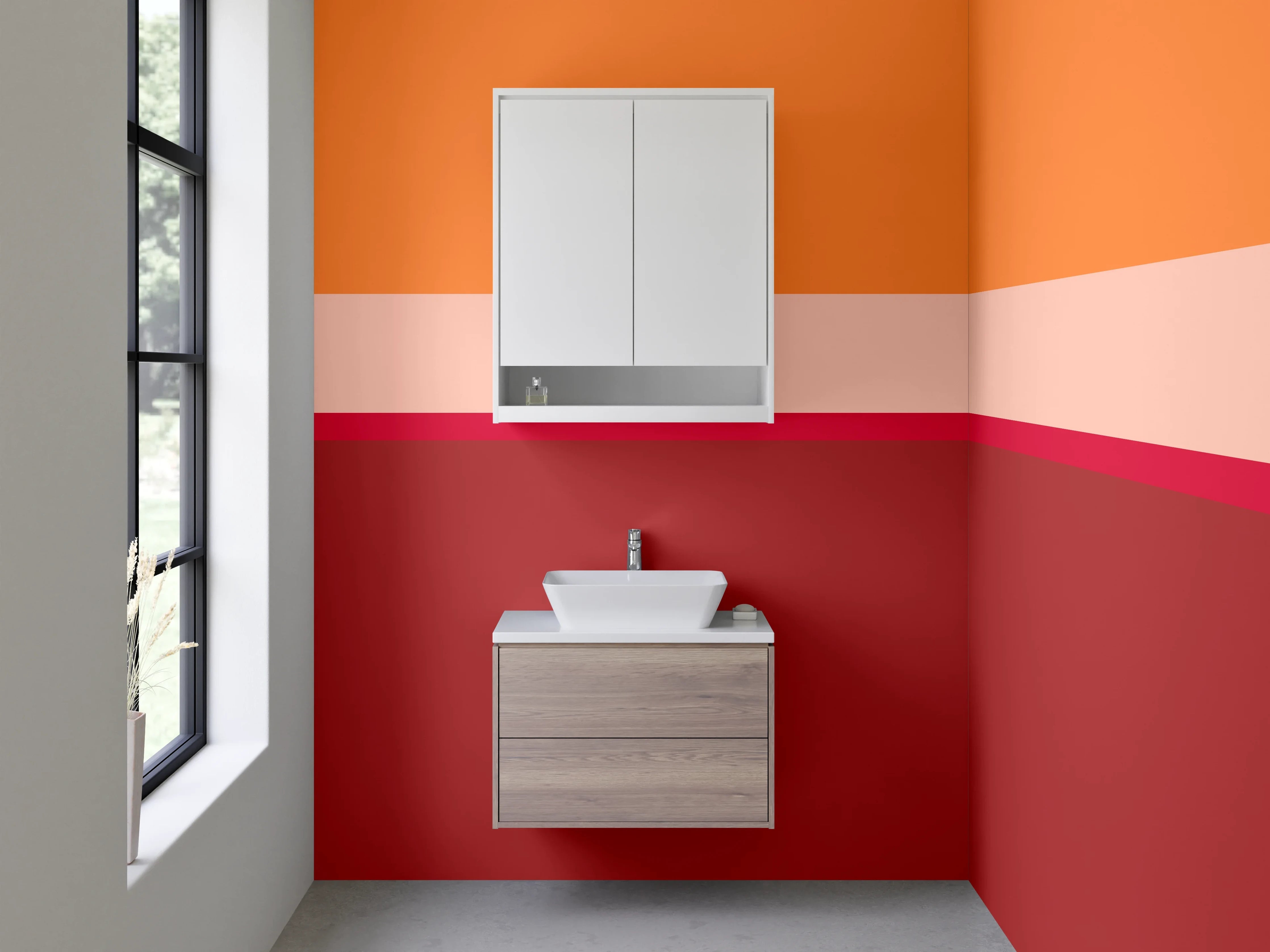 Waschbecken-Rückwand - Sanfte Grau- und Warmtöne