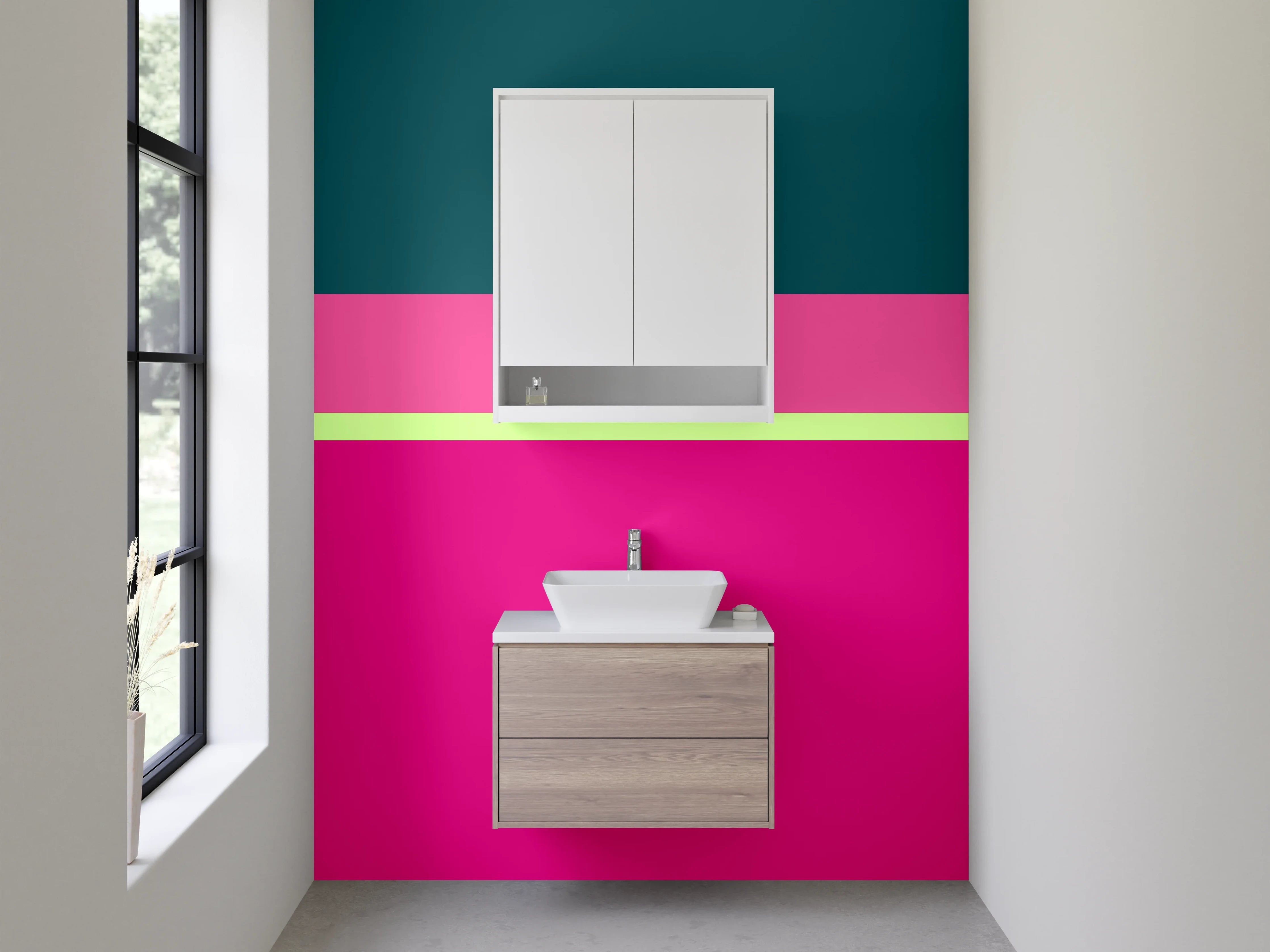 Waschbecken-Rückwand - Sanfte Grau-Streifenvielfalt