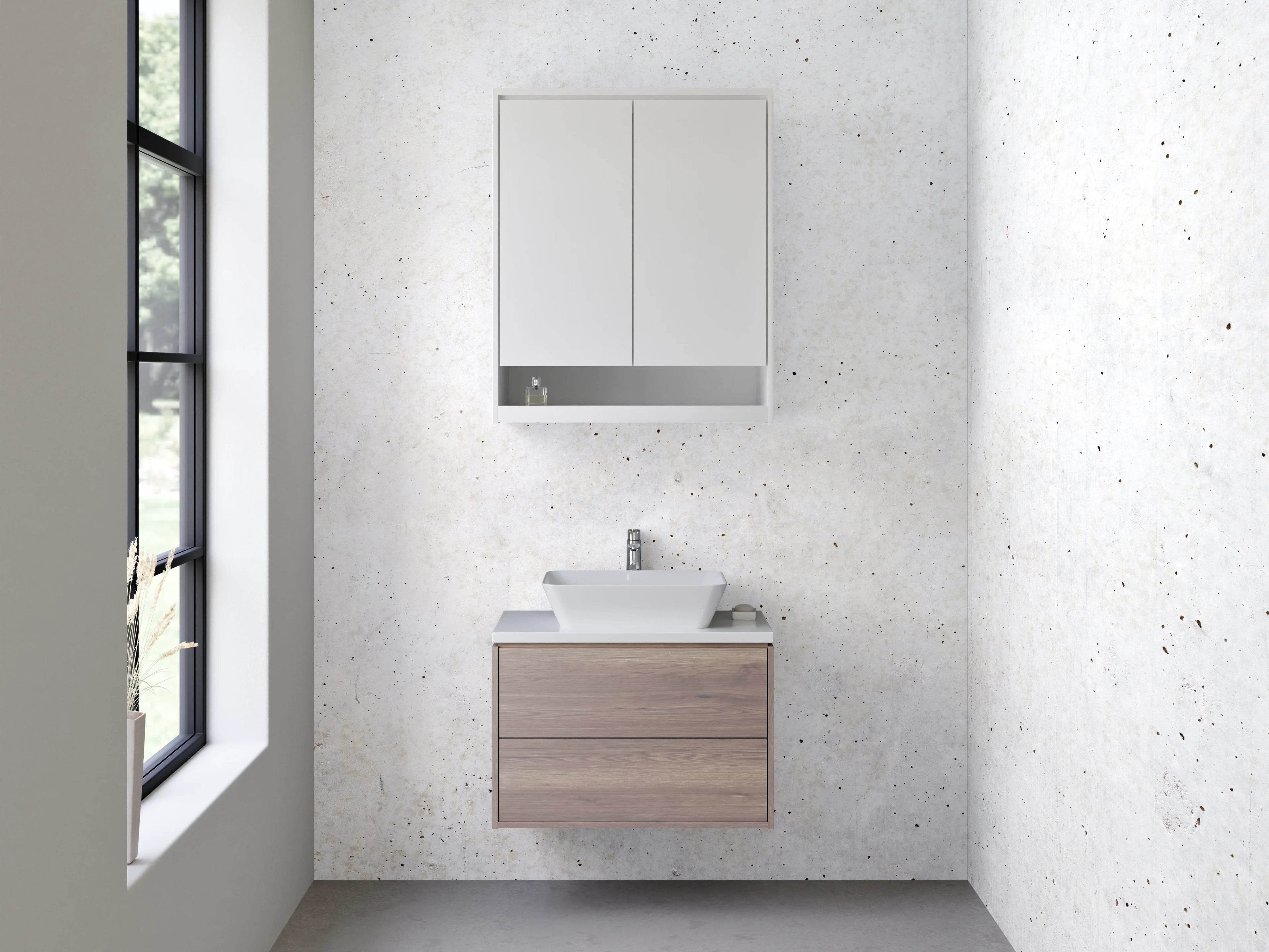 Waschbecken-Rückwand - Sanfte Grauschattierungen in Weißminimalismus