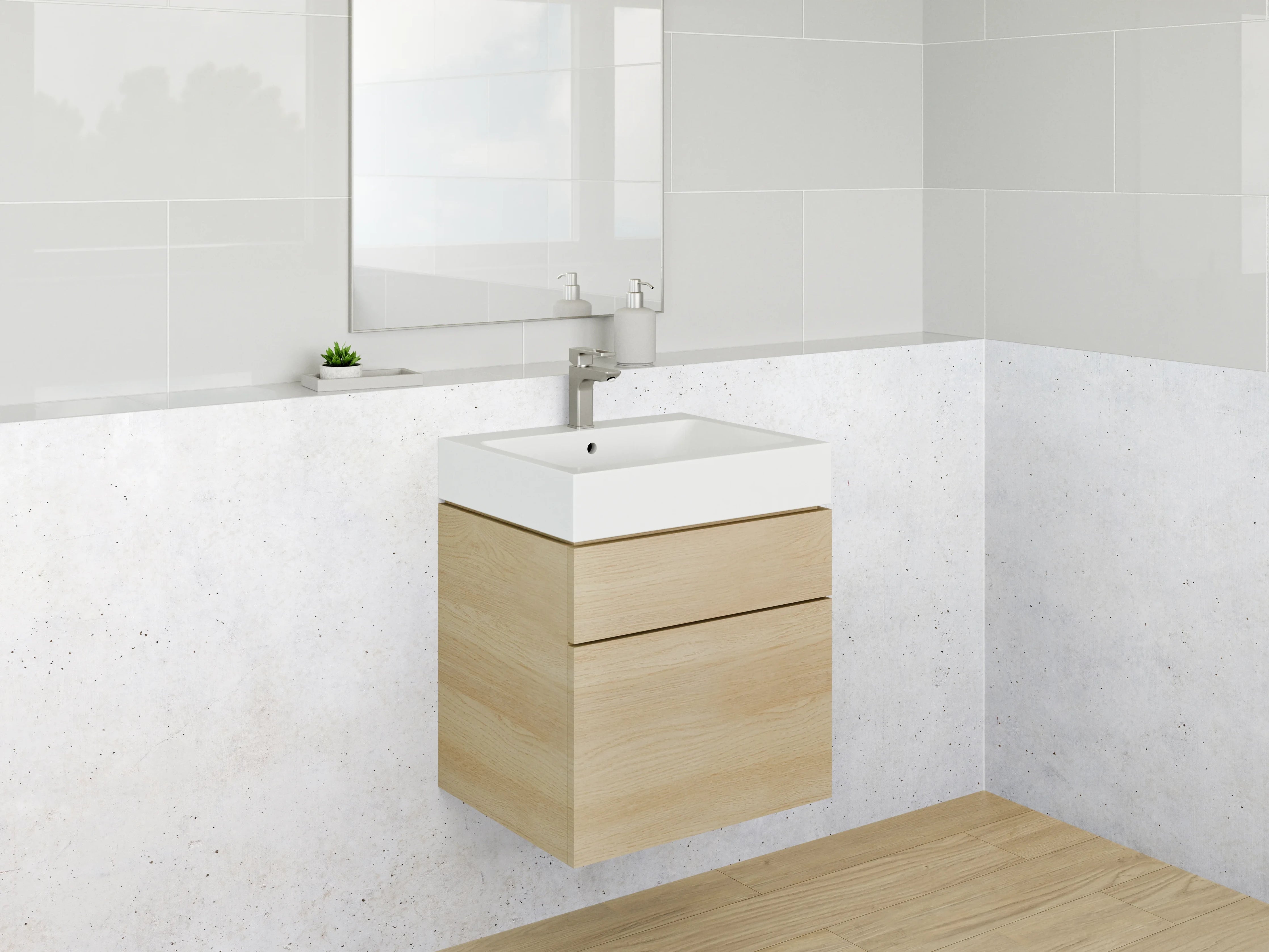 Waschbecken-Rückwand - Sanfte Grauschattierungen in Weißminimalismus
