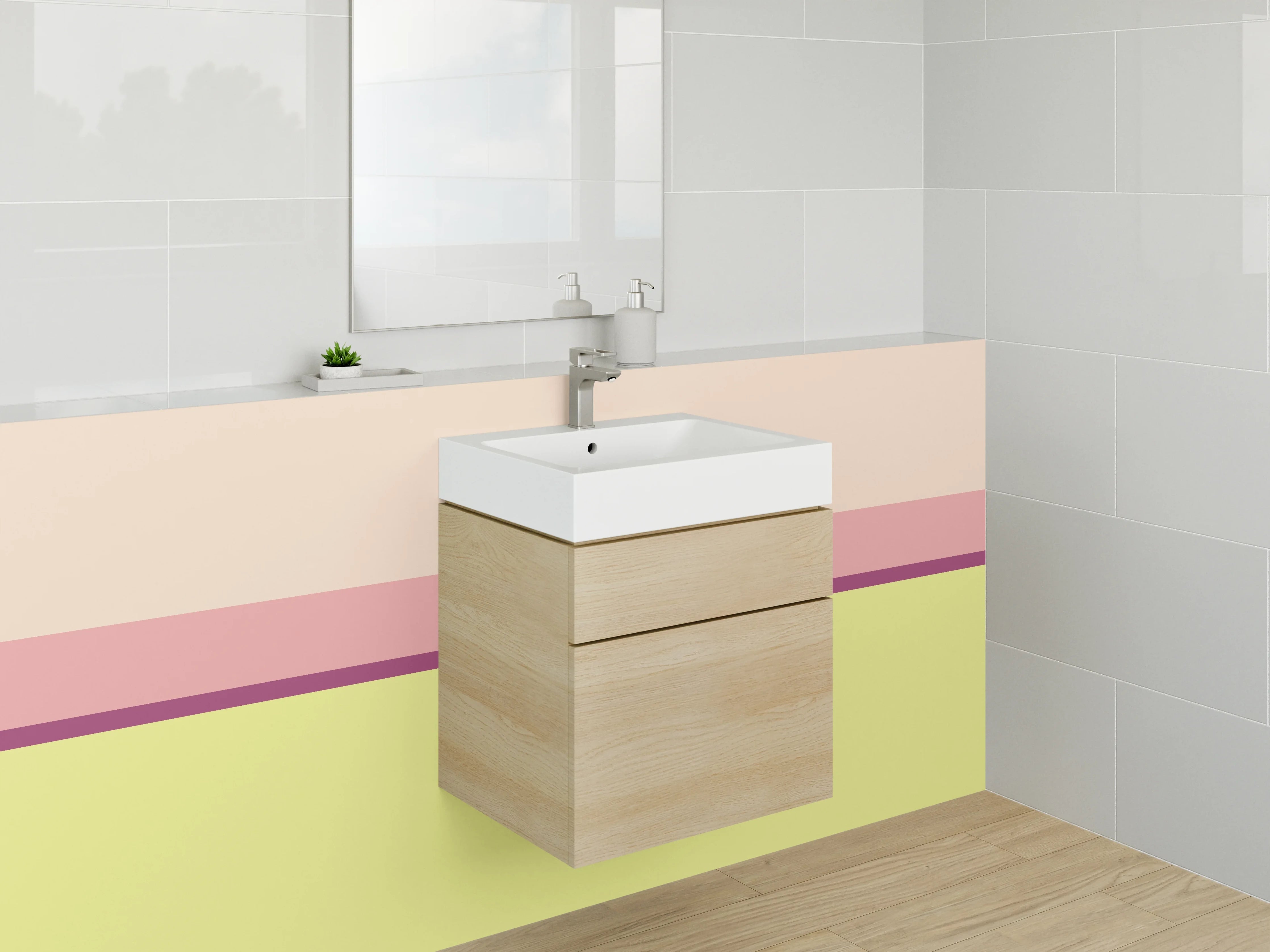 Waschbecken-Rückwand - Sanfte Pastellfarben-Komposition