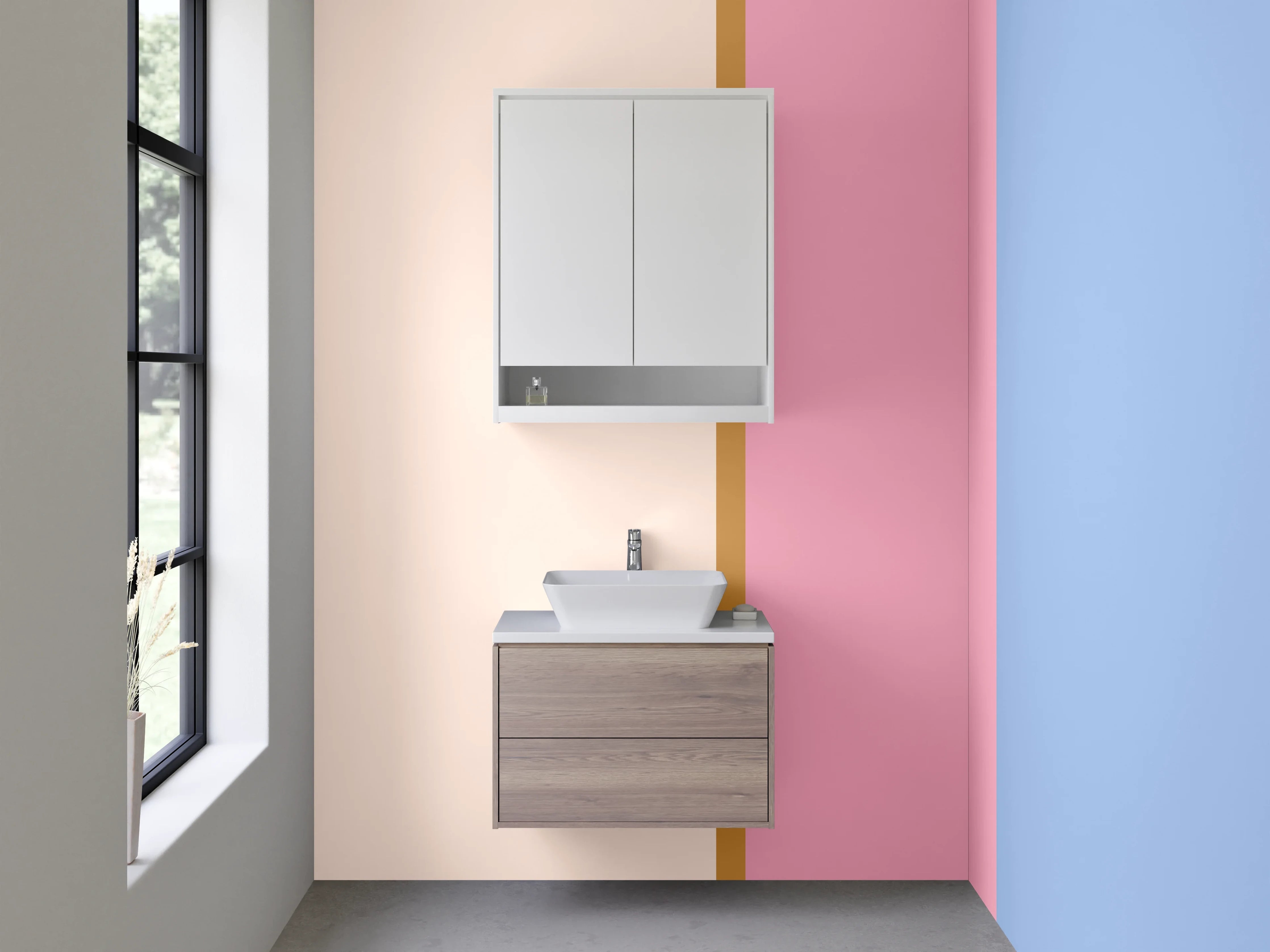 Waschbecken-Rückwand - Sanfte Pastellfarben mit warmen Akzenten