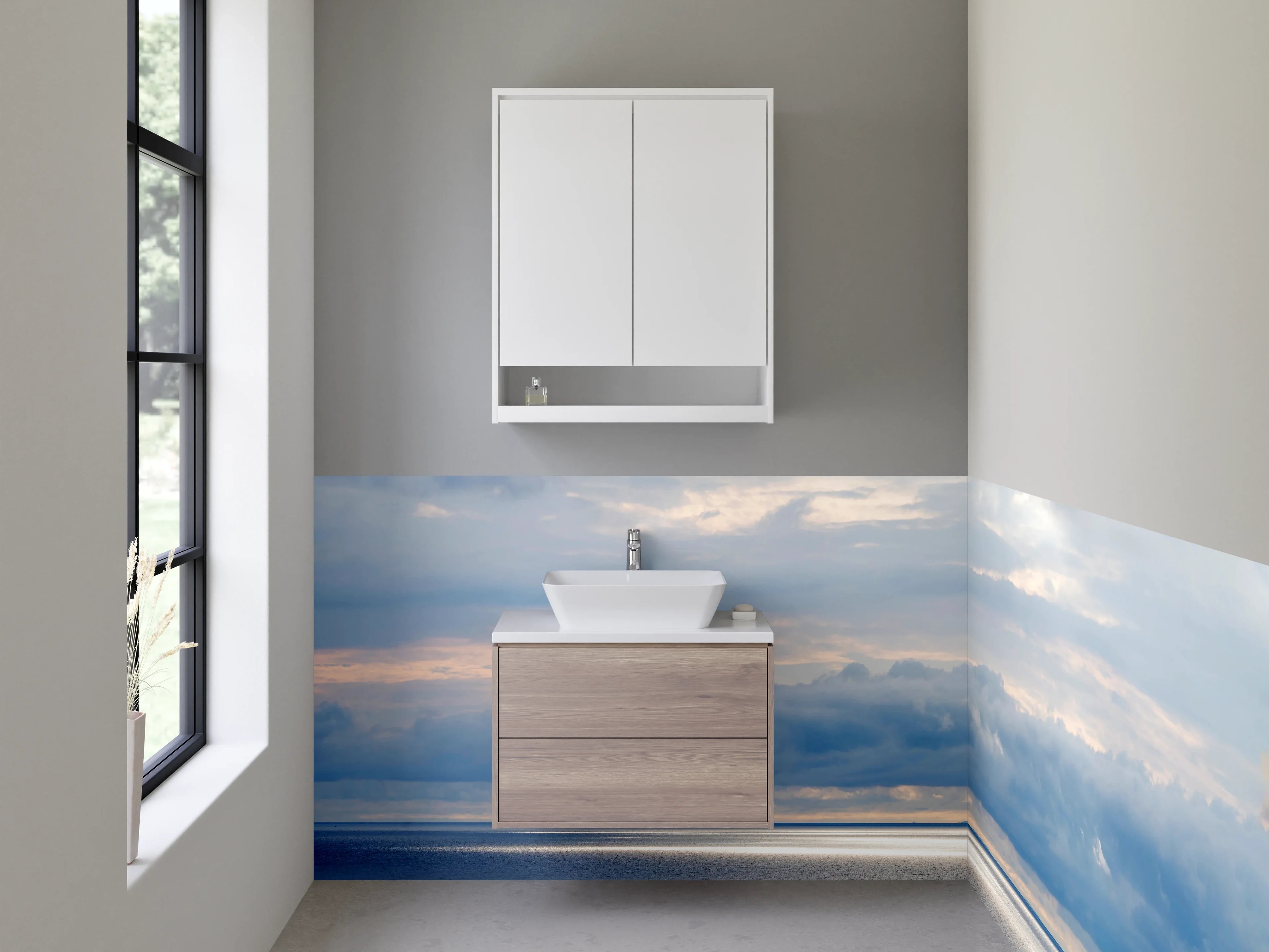 Waschbecken-Rückwand - Sanfte Wolken über ruhigem Ozean