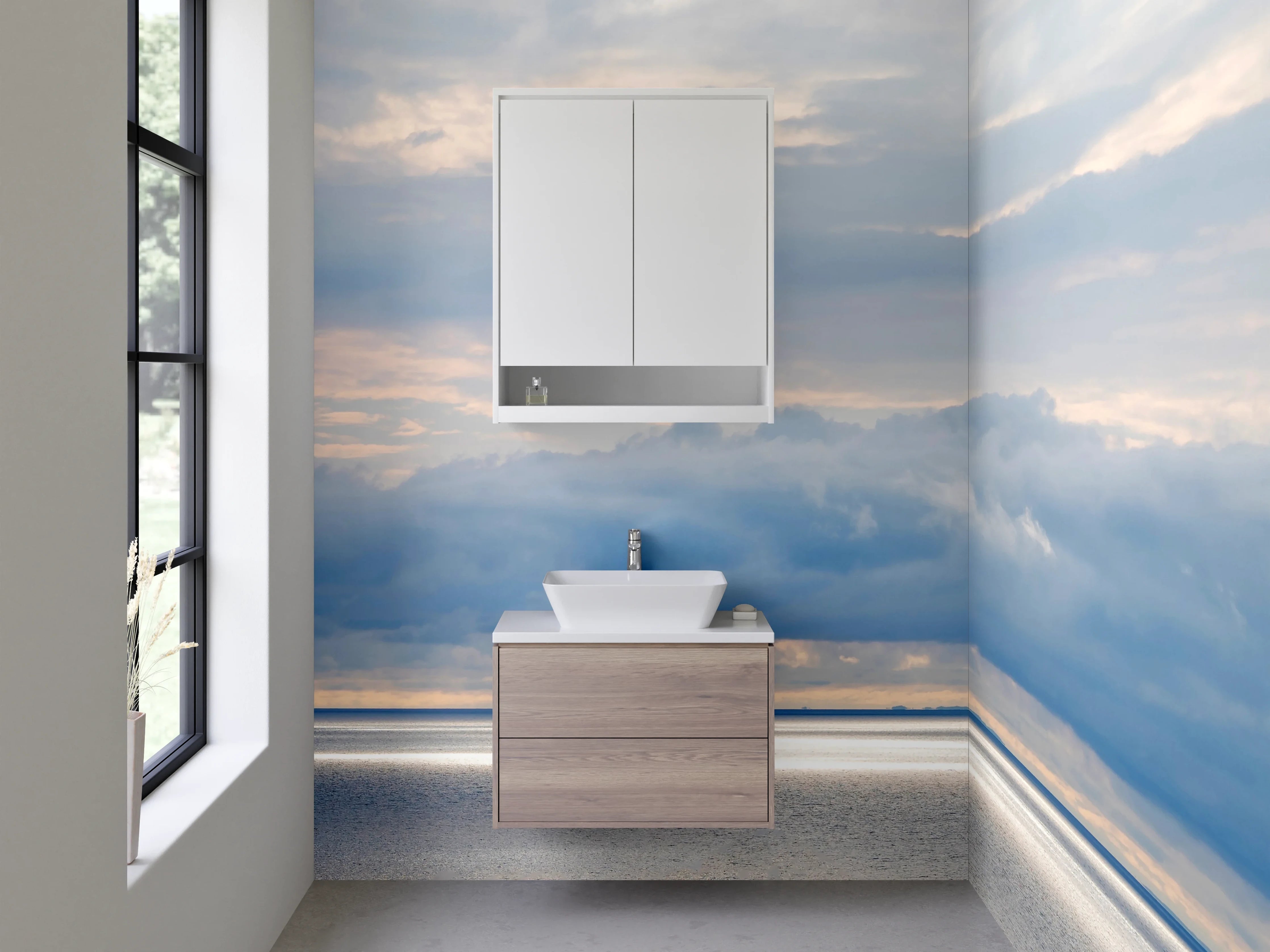 Waschbecken-Rückwand - Sanfte Wolken über ruhigem Ozean