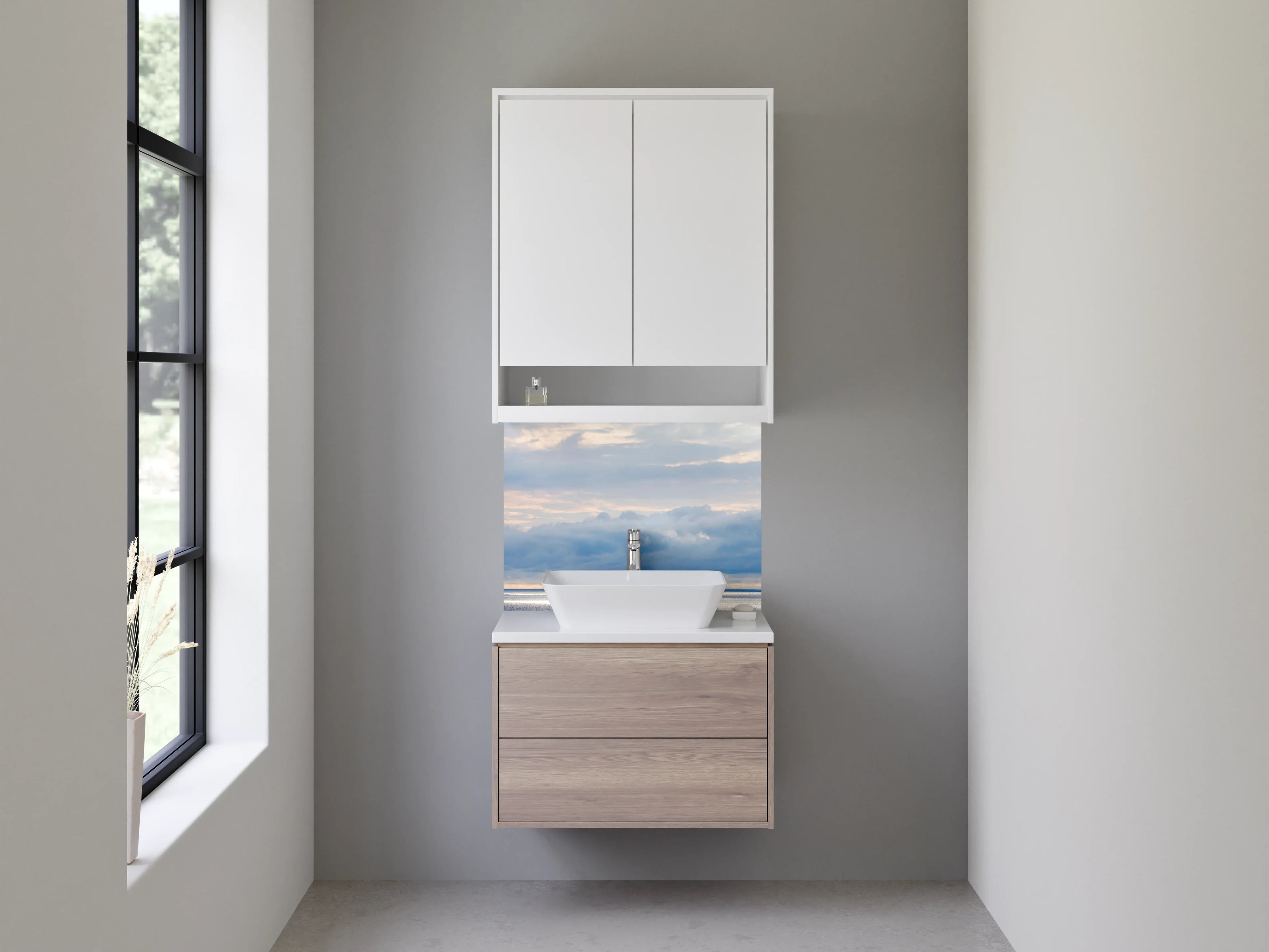 Waschbecken-Rückwand - Sanfte Wolken über ruhigem Ozean