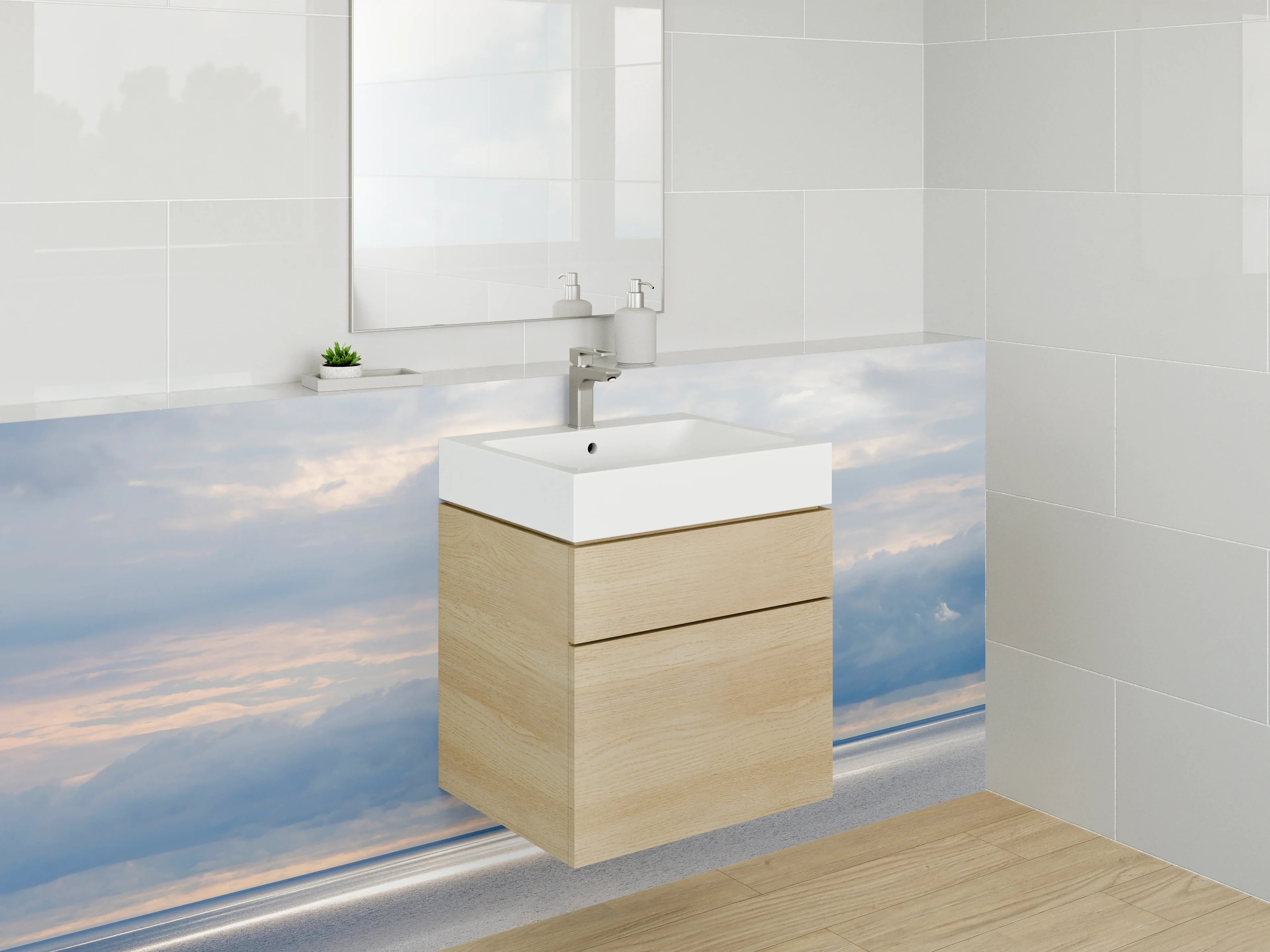 Waschbecken-Rückwand - Sanfte Wolken über ruhigem Ozean