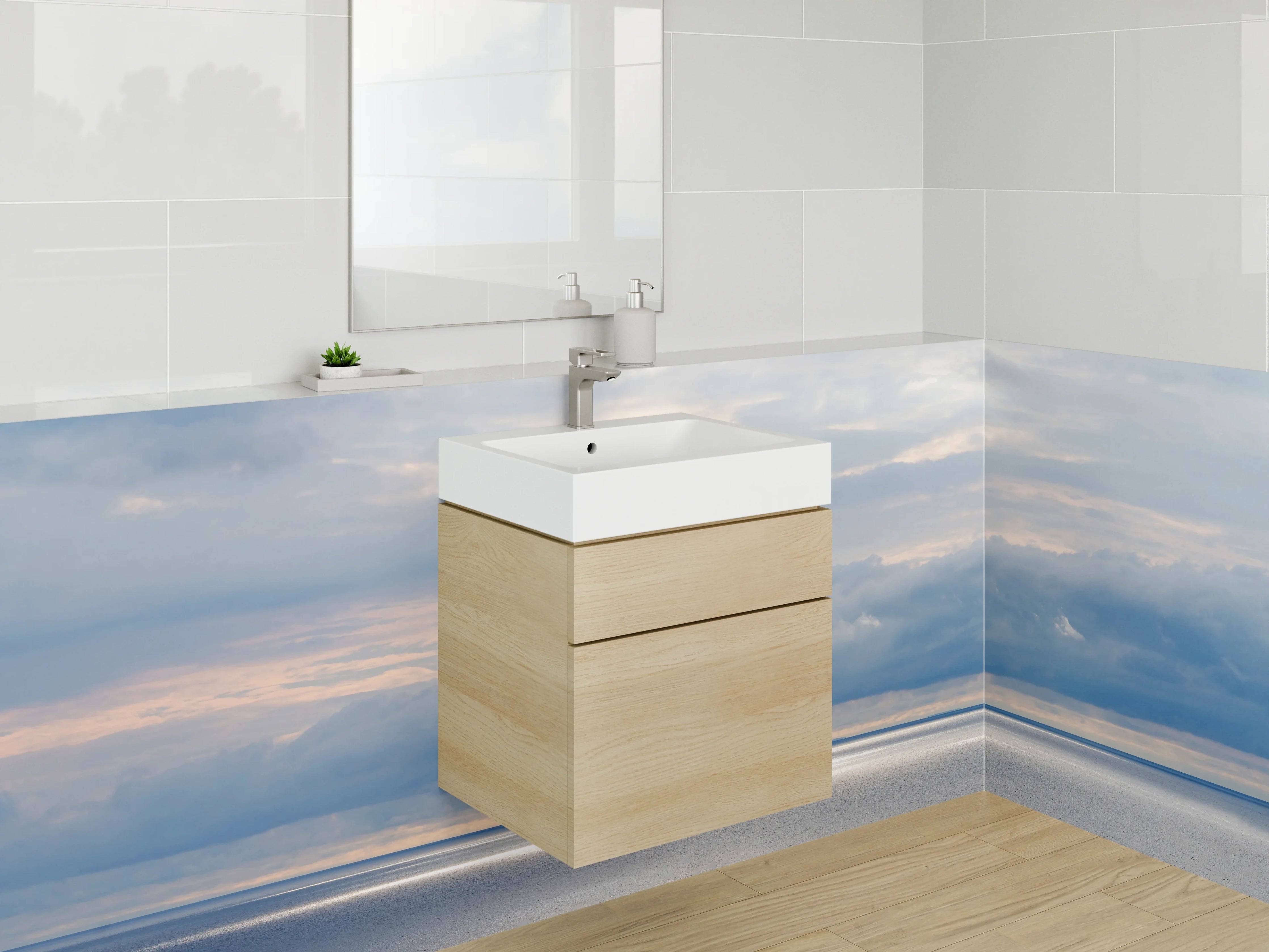 Waschbecken-Rückwand - Sanfte Wolken über ruhigem Ozean