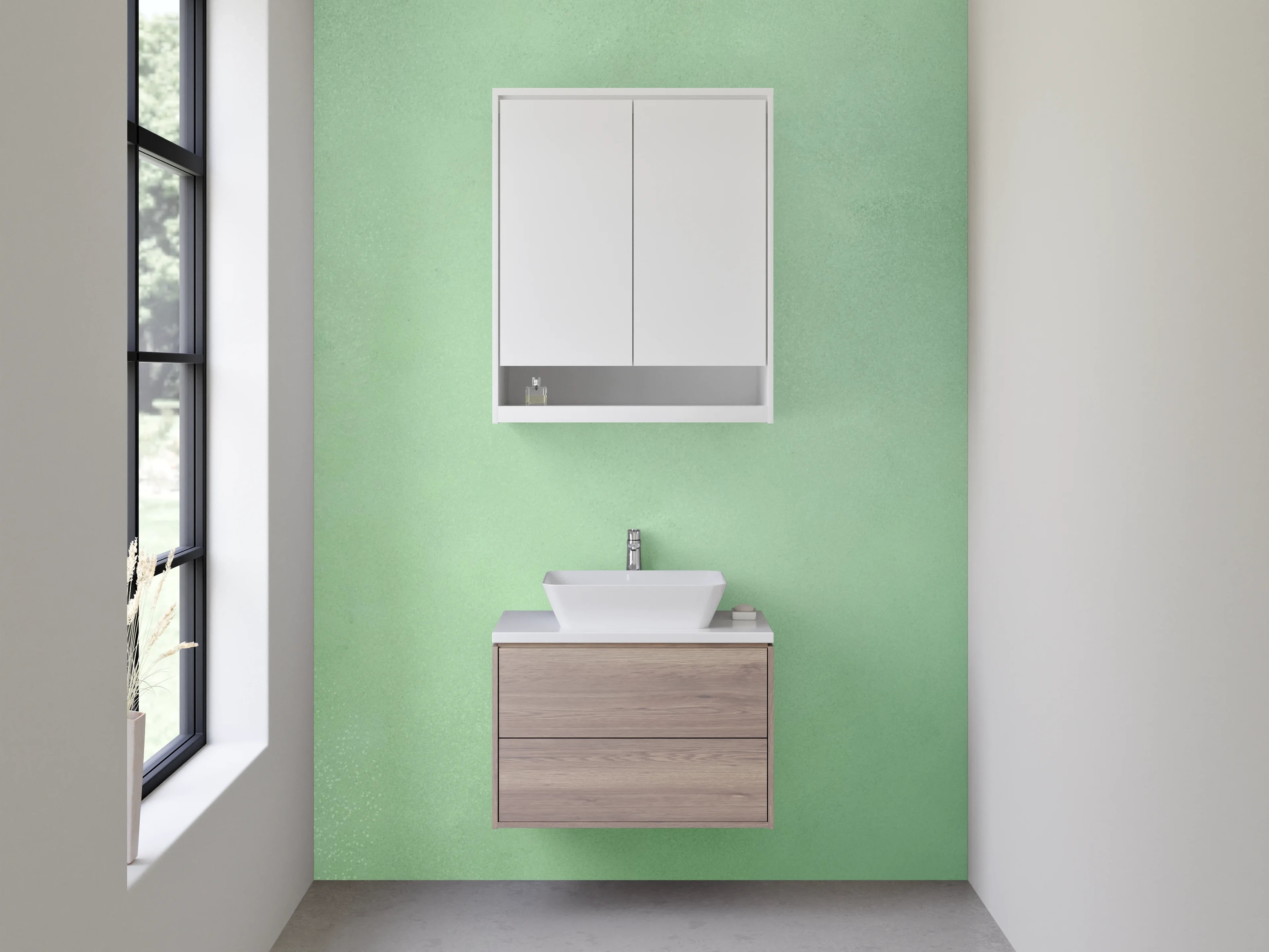Waschbecken-Rückwand - Sanfte grüne Farbfläche