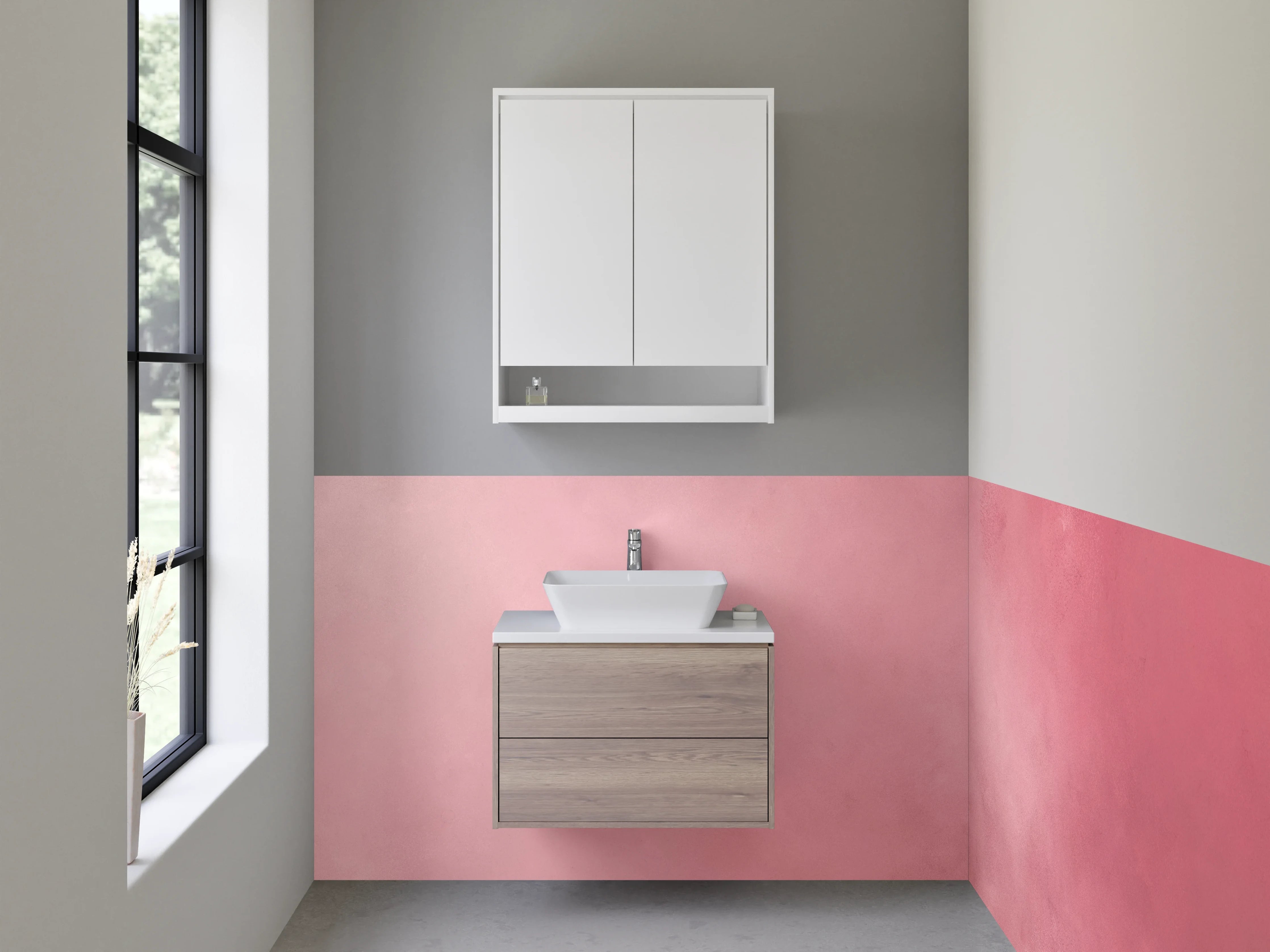 Waschbecken-Rückwand - Sanfte rosa Wasserfarben-Textur