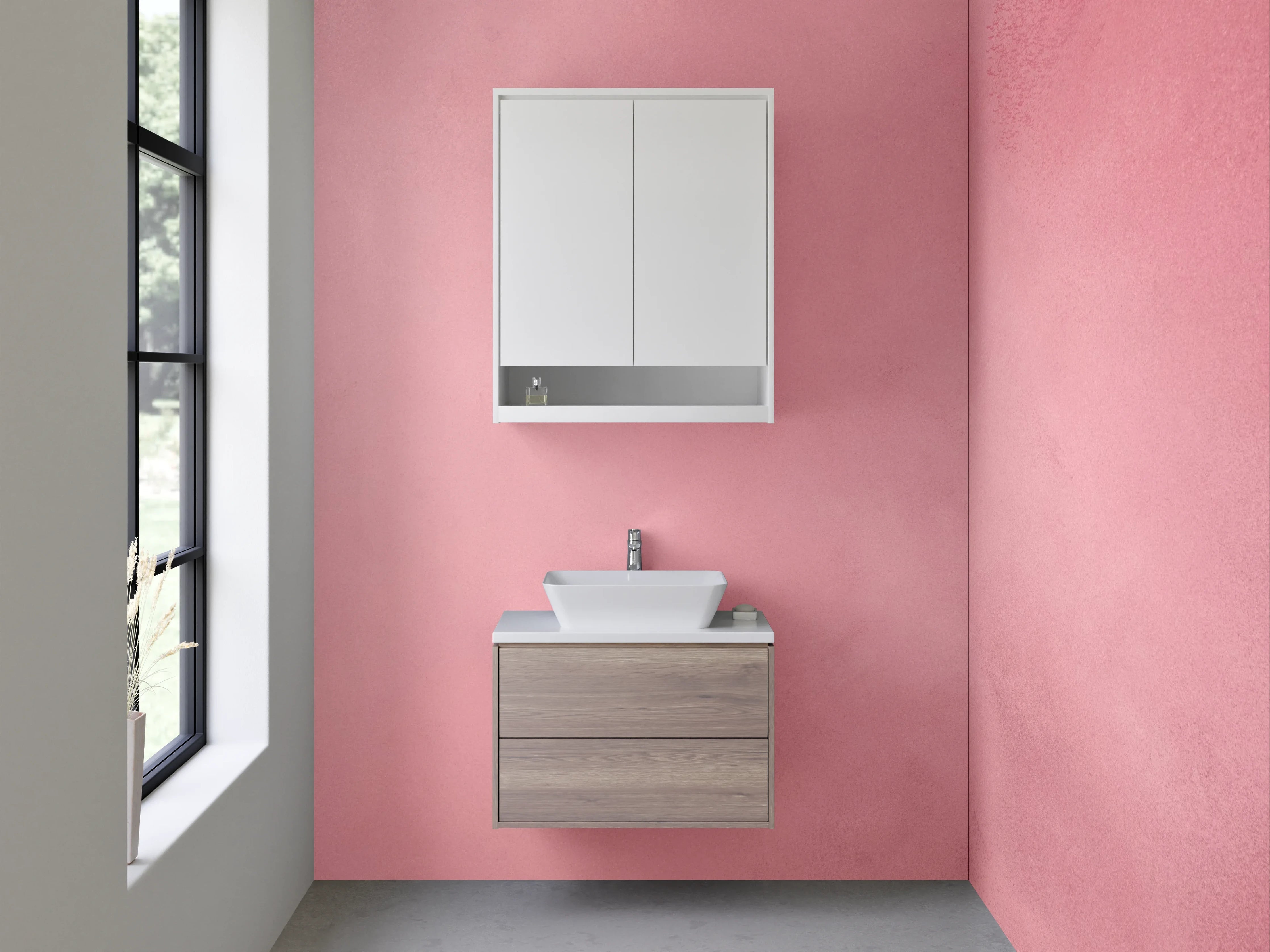 Waschbecken-Rückwand - Sanfte rosa Wasserfarben-Textur