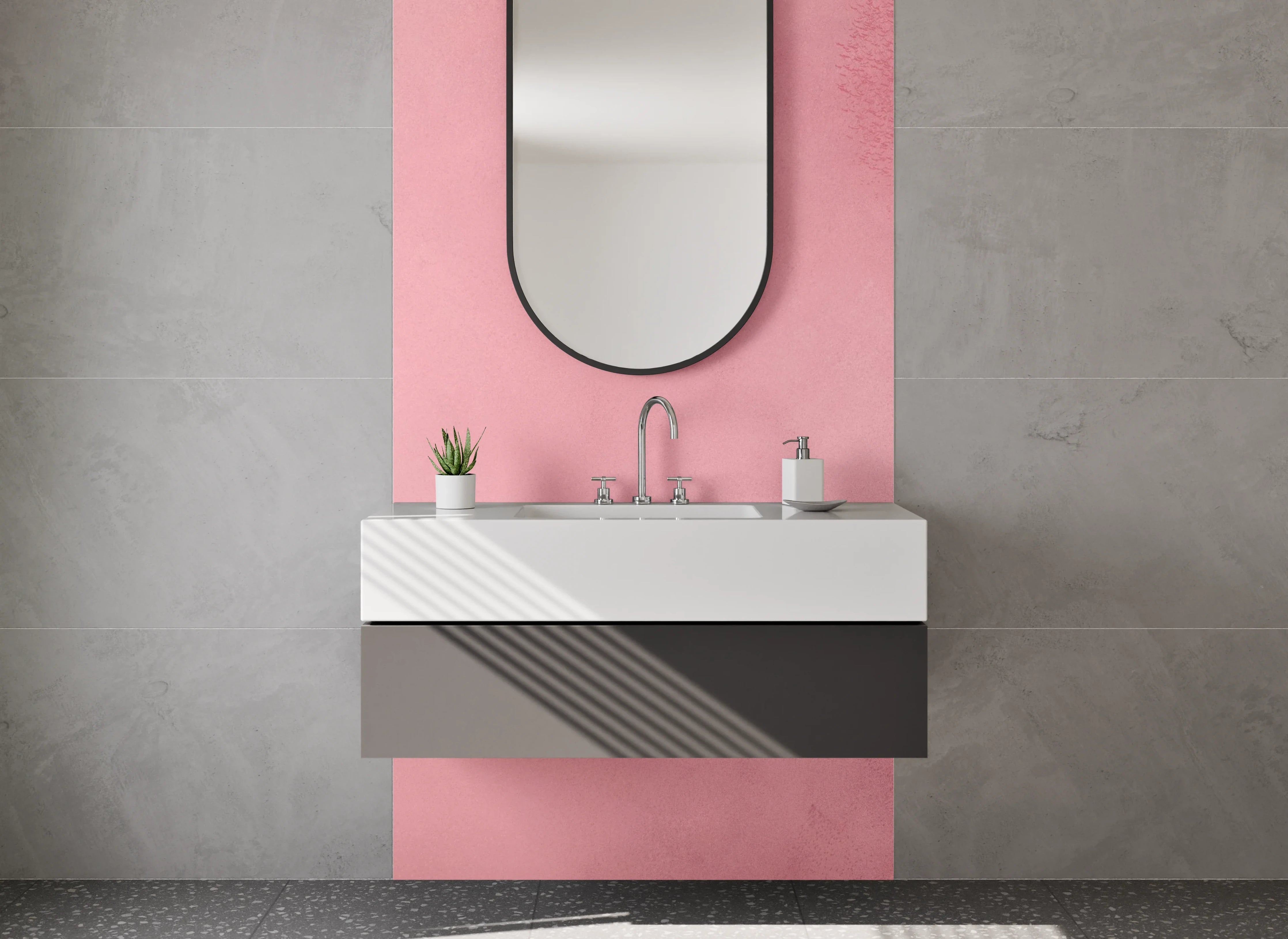 Waschbecken-Rückwand - Sanfte rosa Wasserfarben-Textur