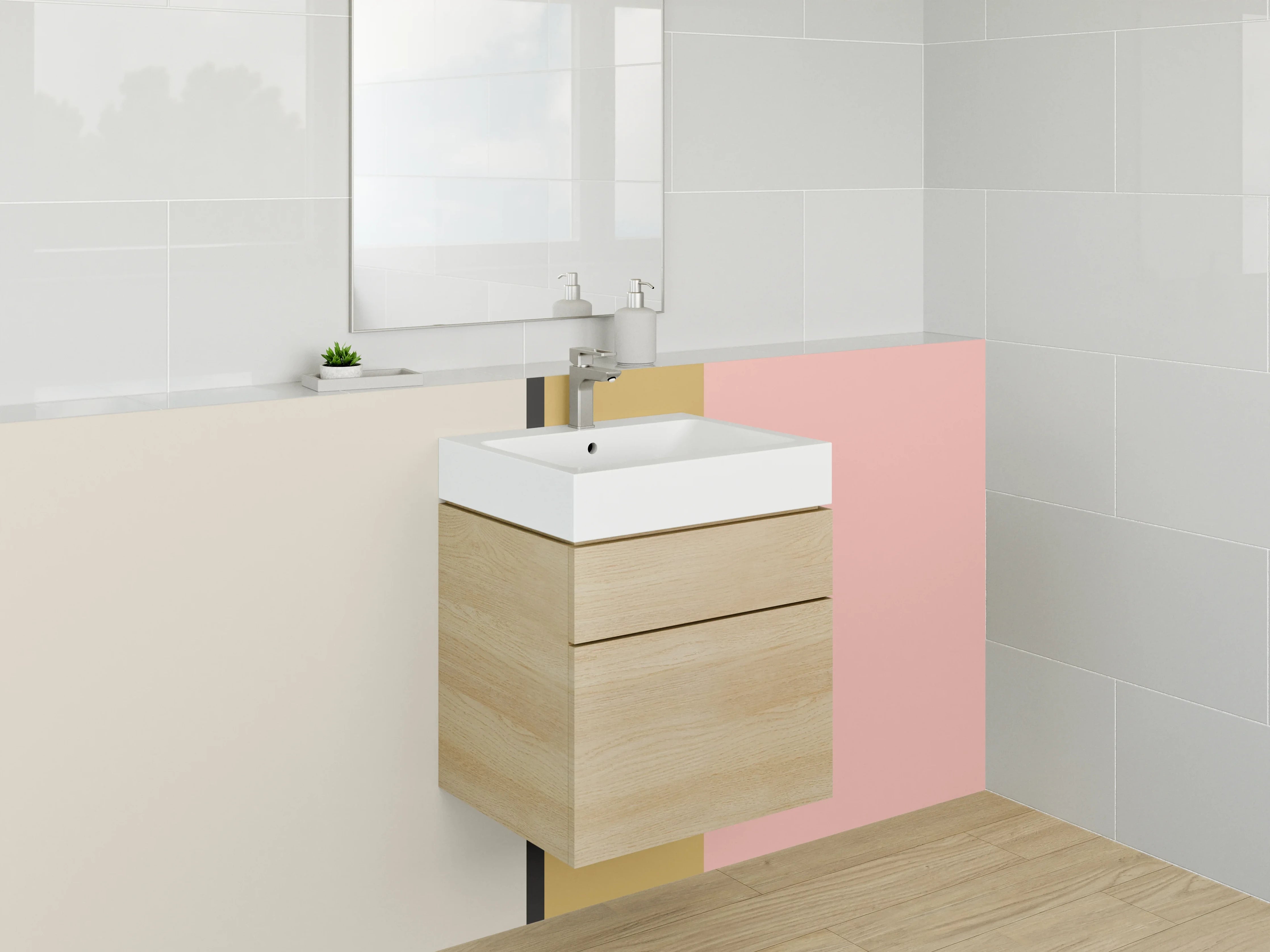 Waschbecken-Rückwand - Sanfte, pastellfarbene Farbpalette