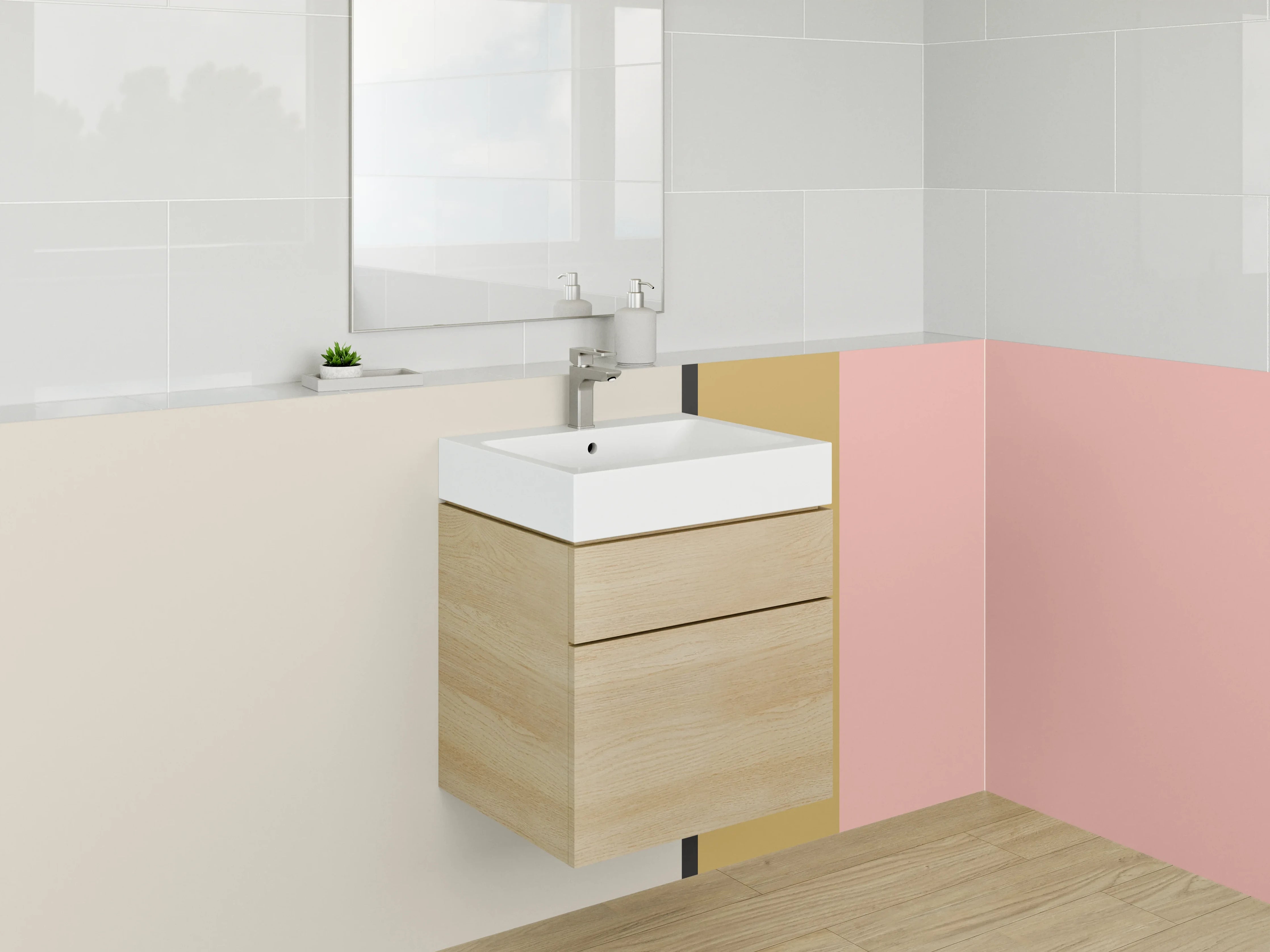 Waschbecken-Rückwand - Sanfte, pastellfarbene Farbpalette