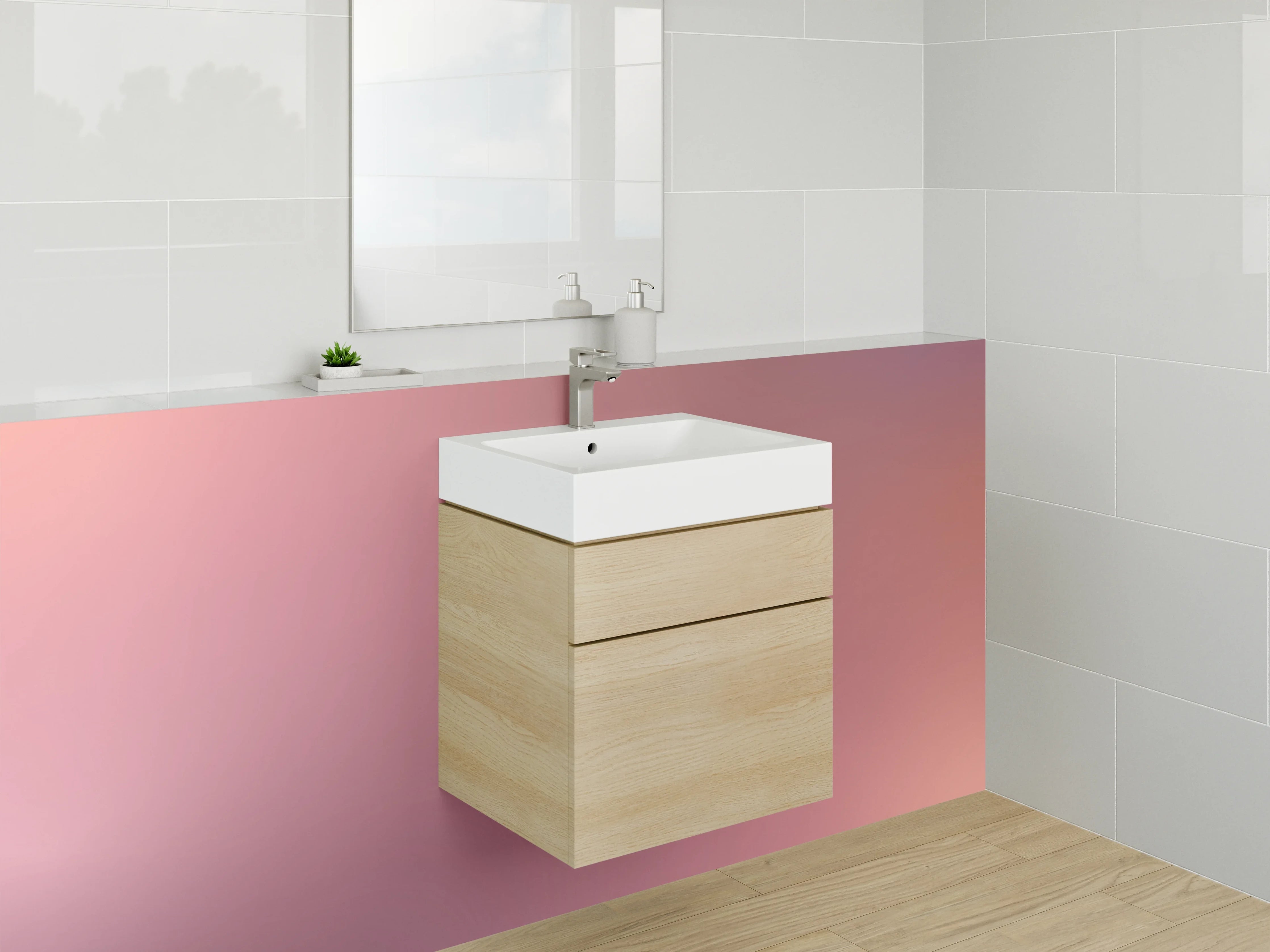 Waschbecken-Rückwand - Sanfter Farbverlauf in Pastellpink