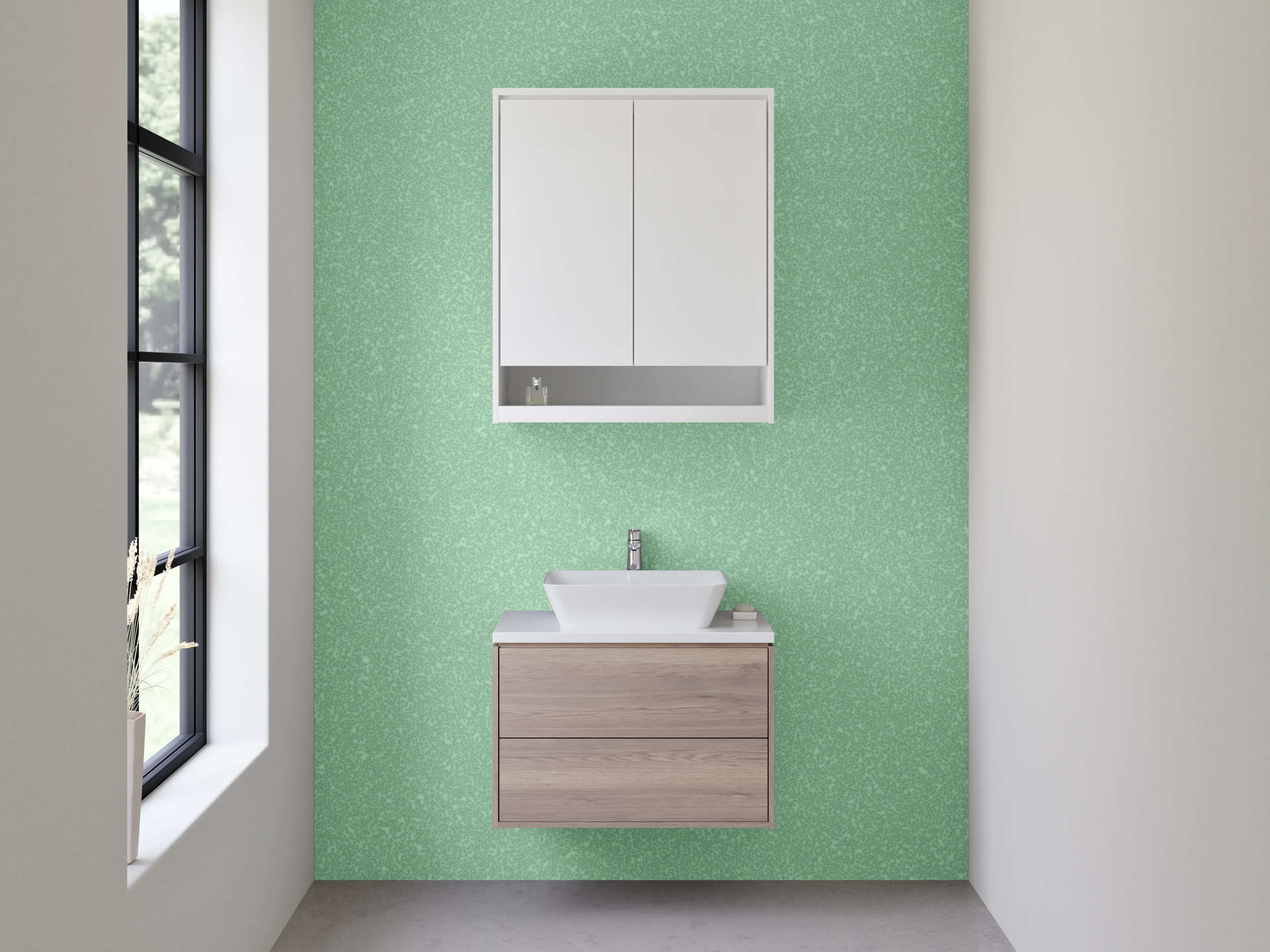 Waschbecken-Rückwand - Sanfter Grünton mit feiner Textur
