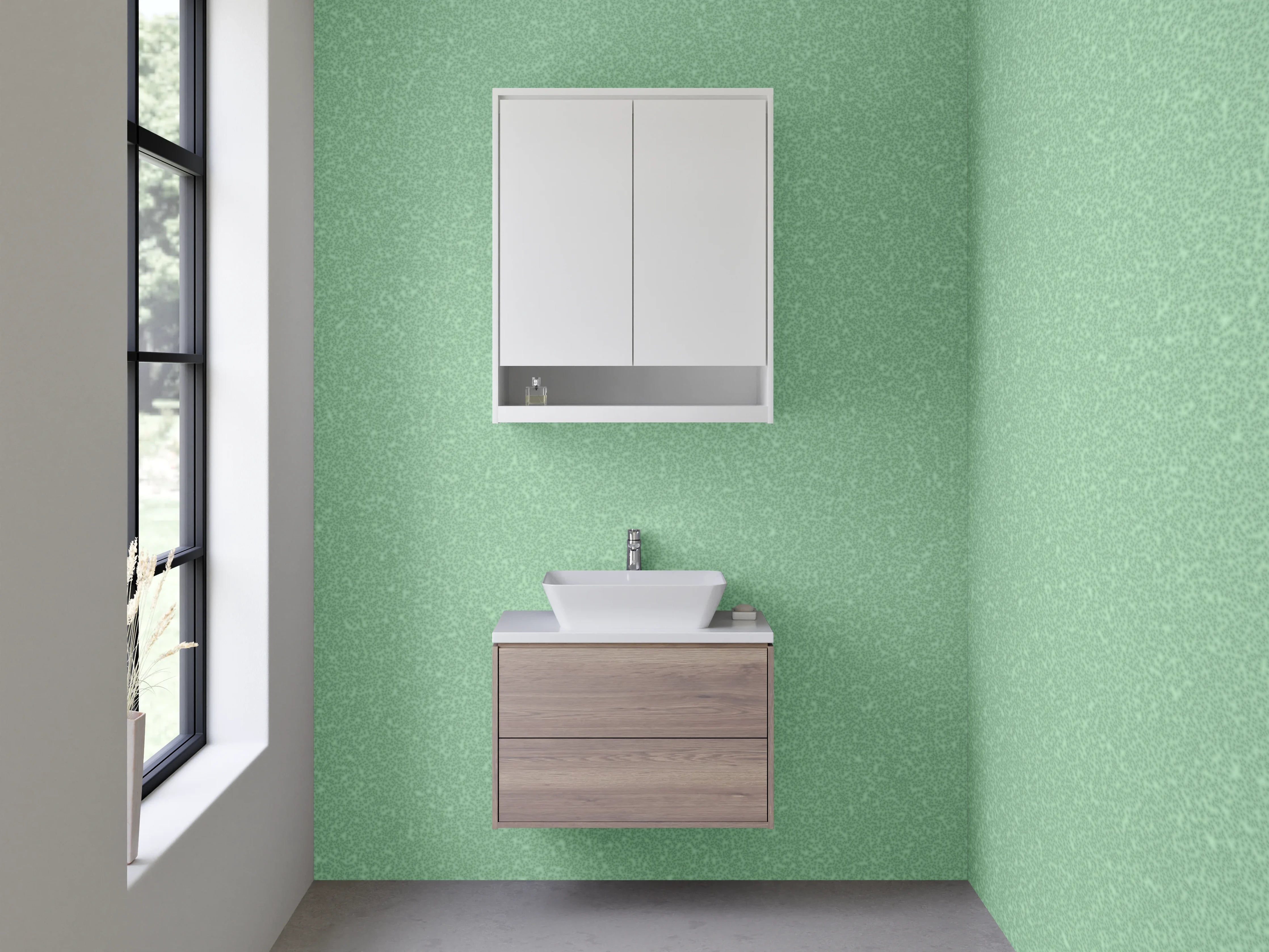 Waschbecken-Rückwand - Sanfter Grünton mit feiner Textur