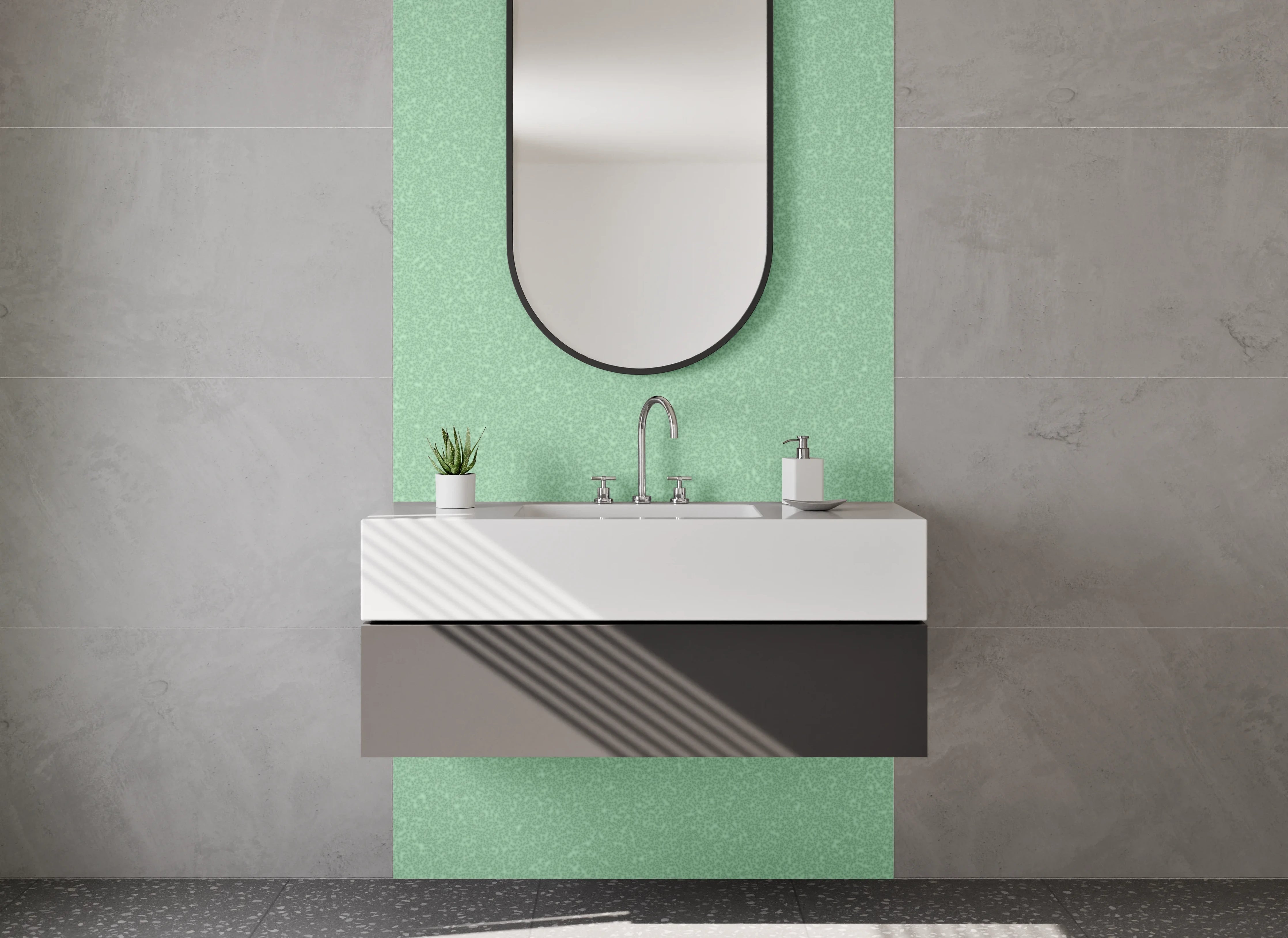 Waschbecken-Rückwand - Sanfter Grünton mit feiner Textur