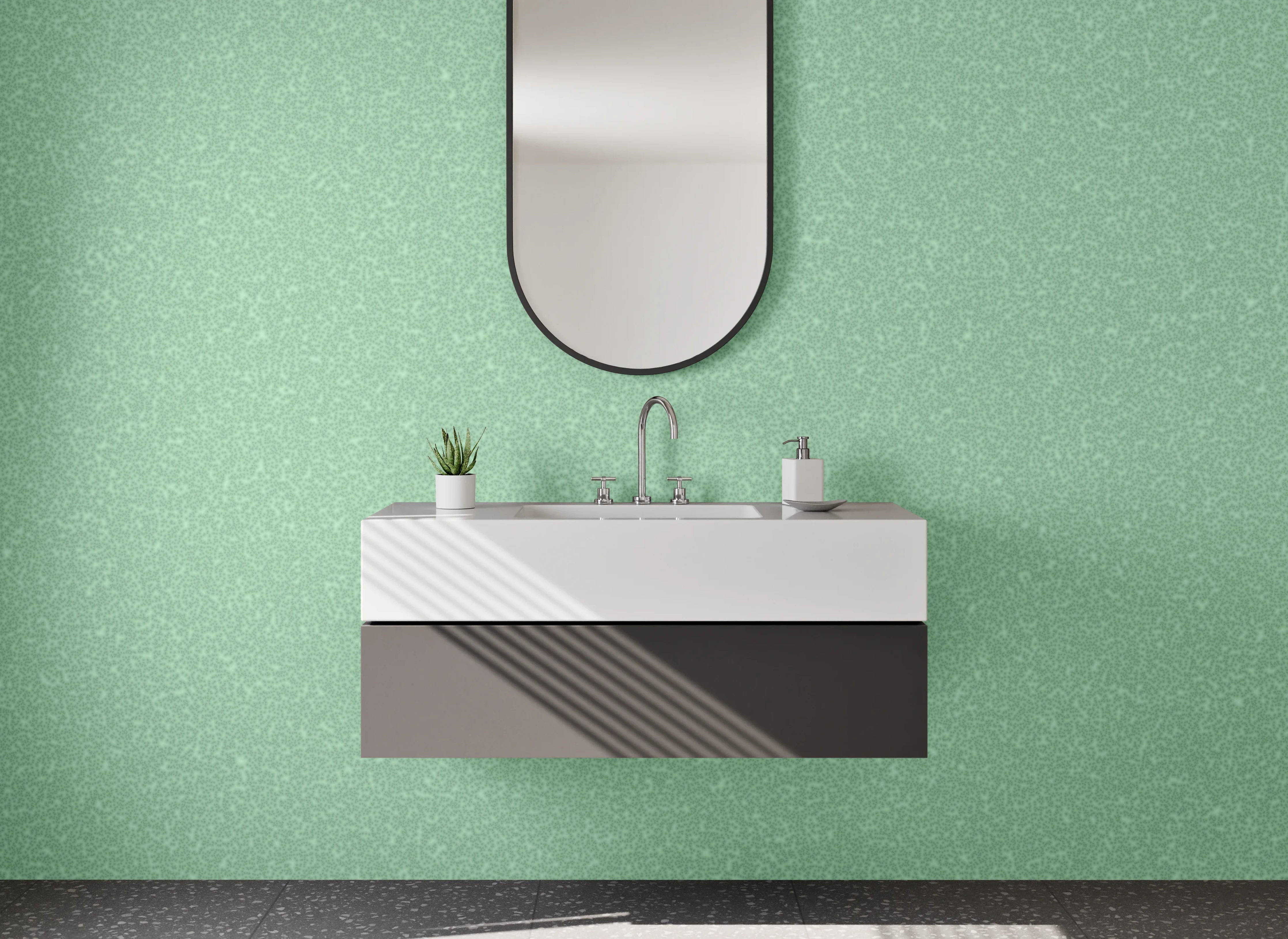 Waschbecken-Rückwand - Sanfter Grünton mit feiner Textur