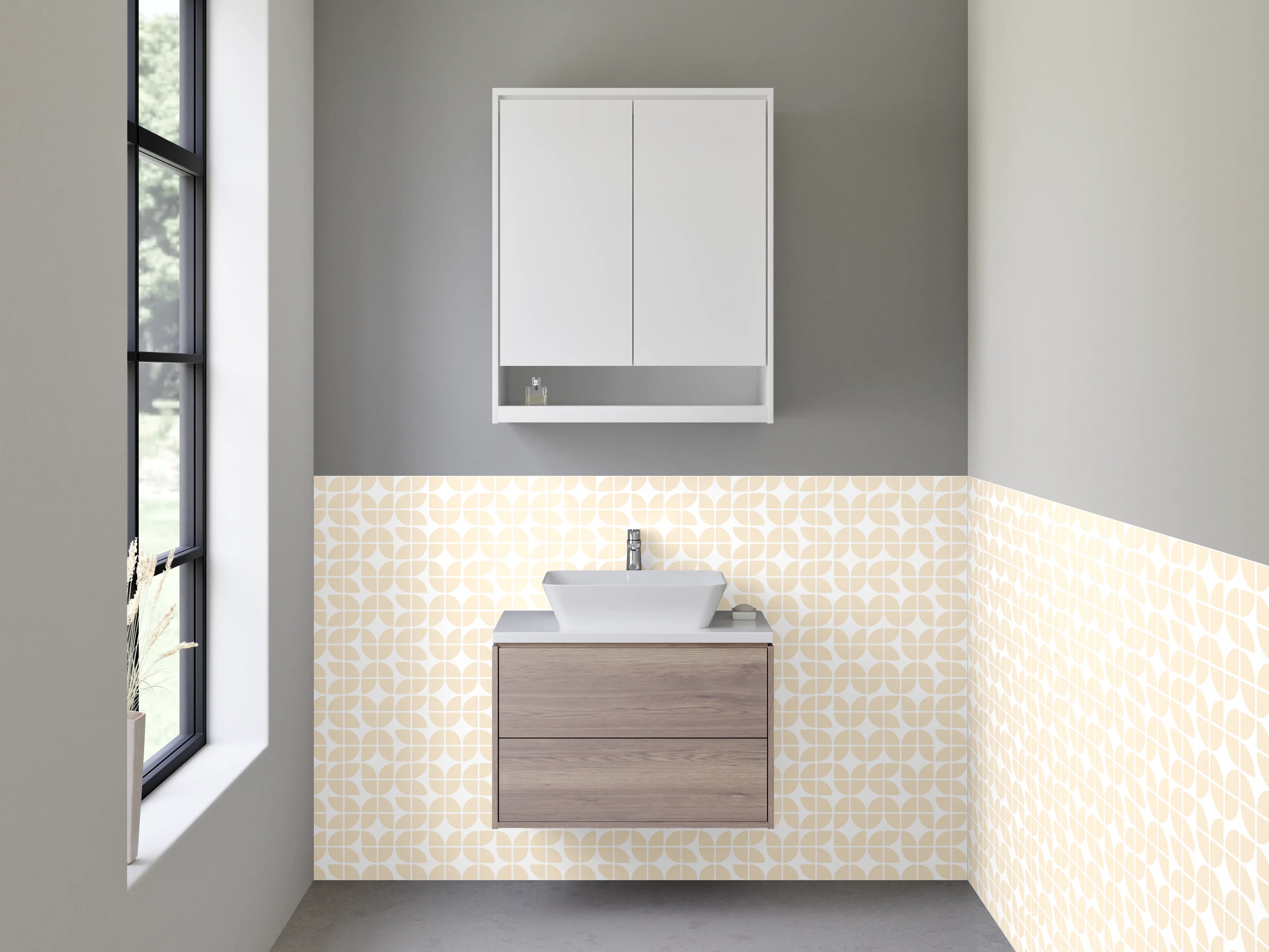 Waschbecken-Rückwand - Sanftes Beige Muster für Rückwände