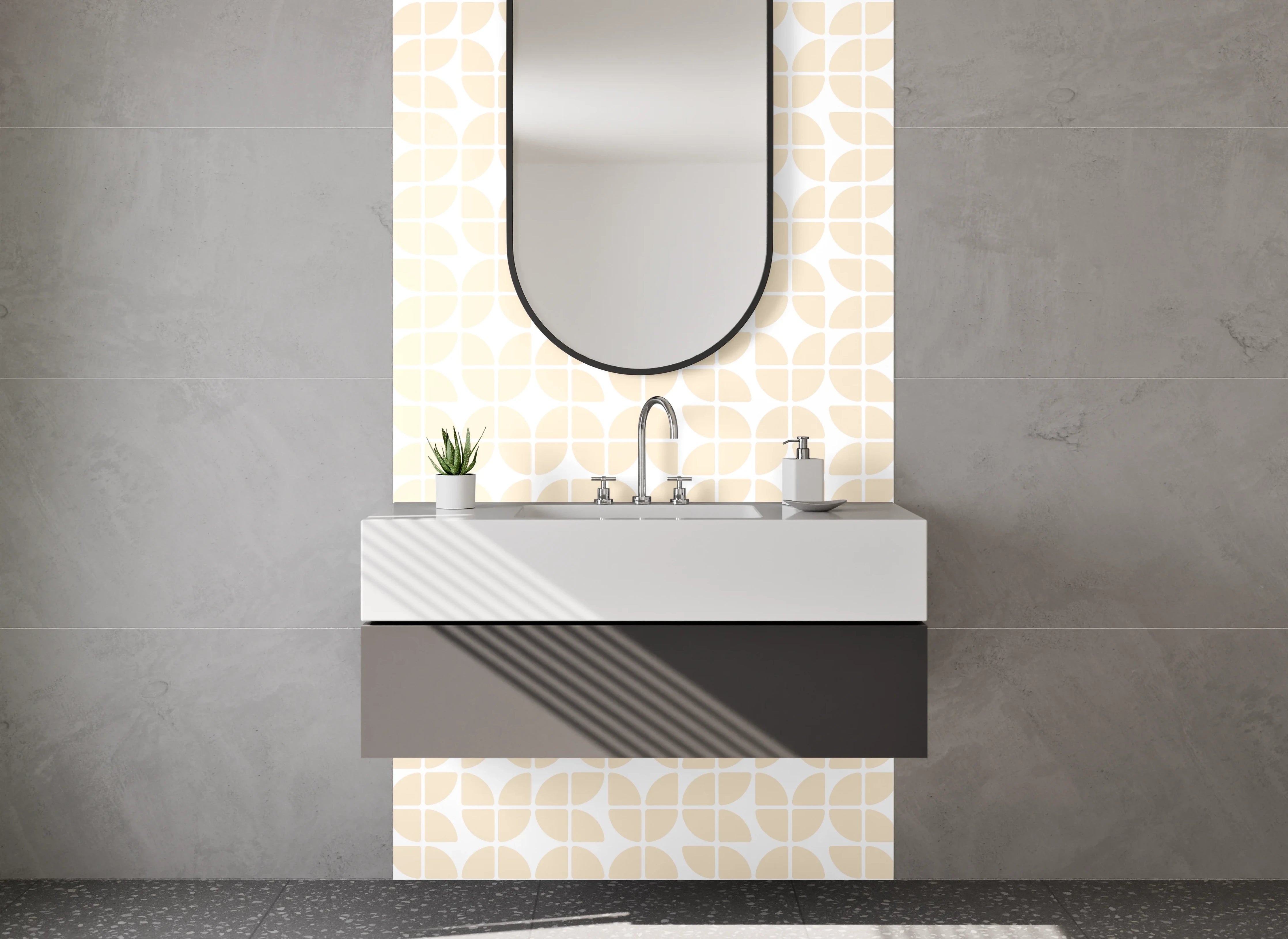 Waschbecken-Rückwand - Sanftes Beige Muster für Rückwände