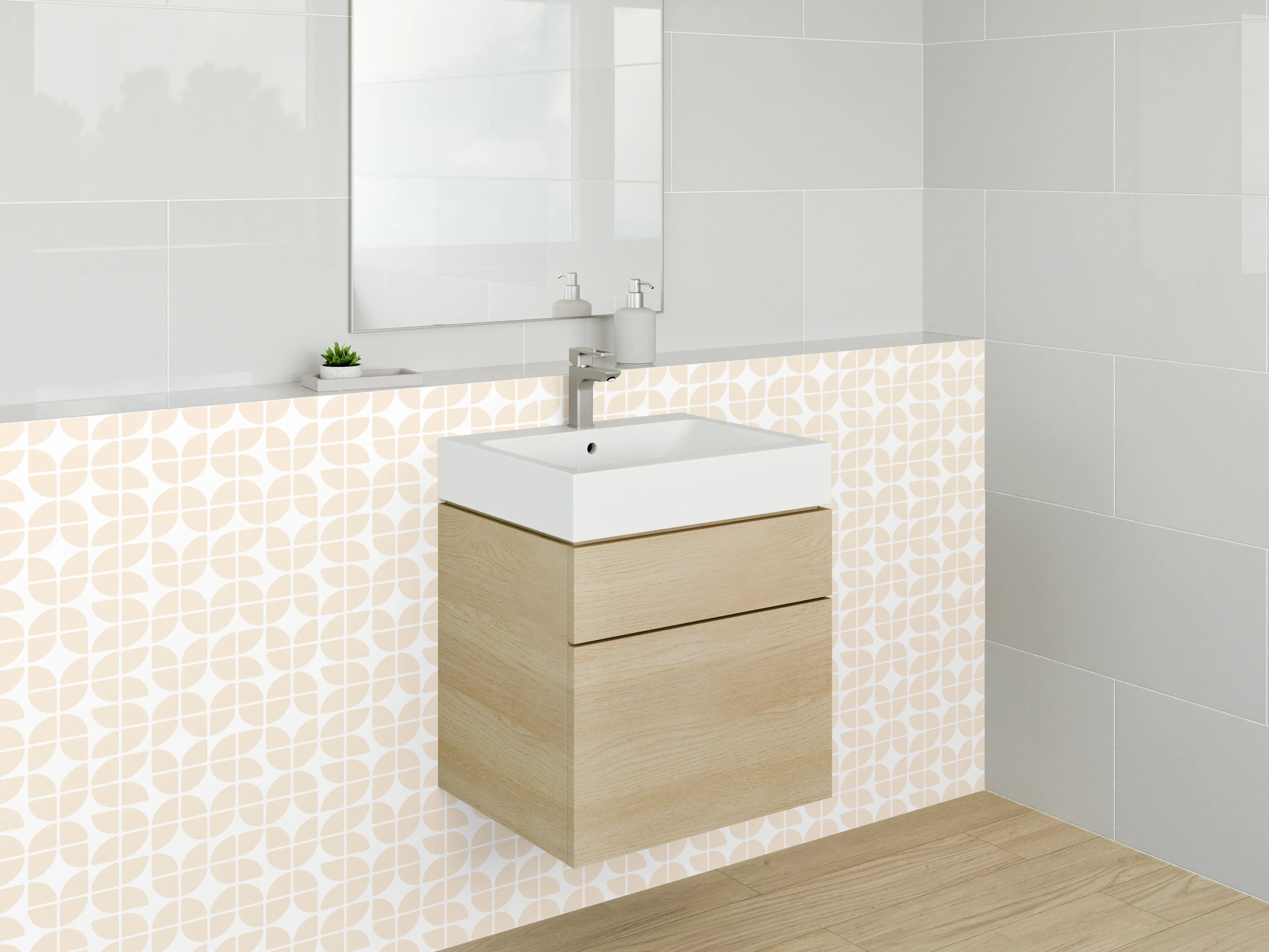 Waschbecken-Rückwand - Sanftes Beige Muster für Rückwände