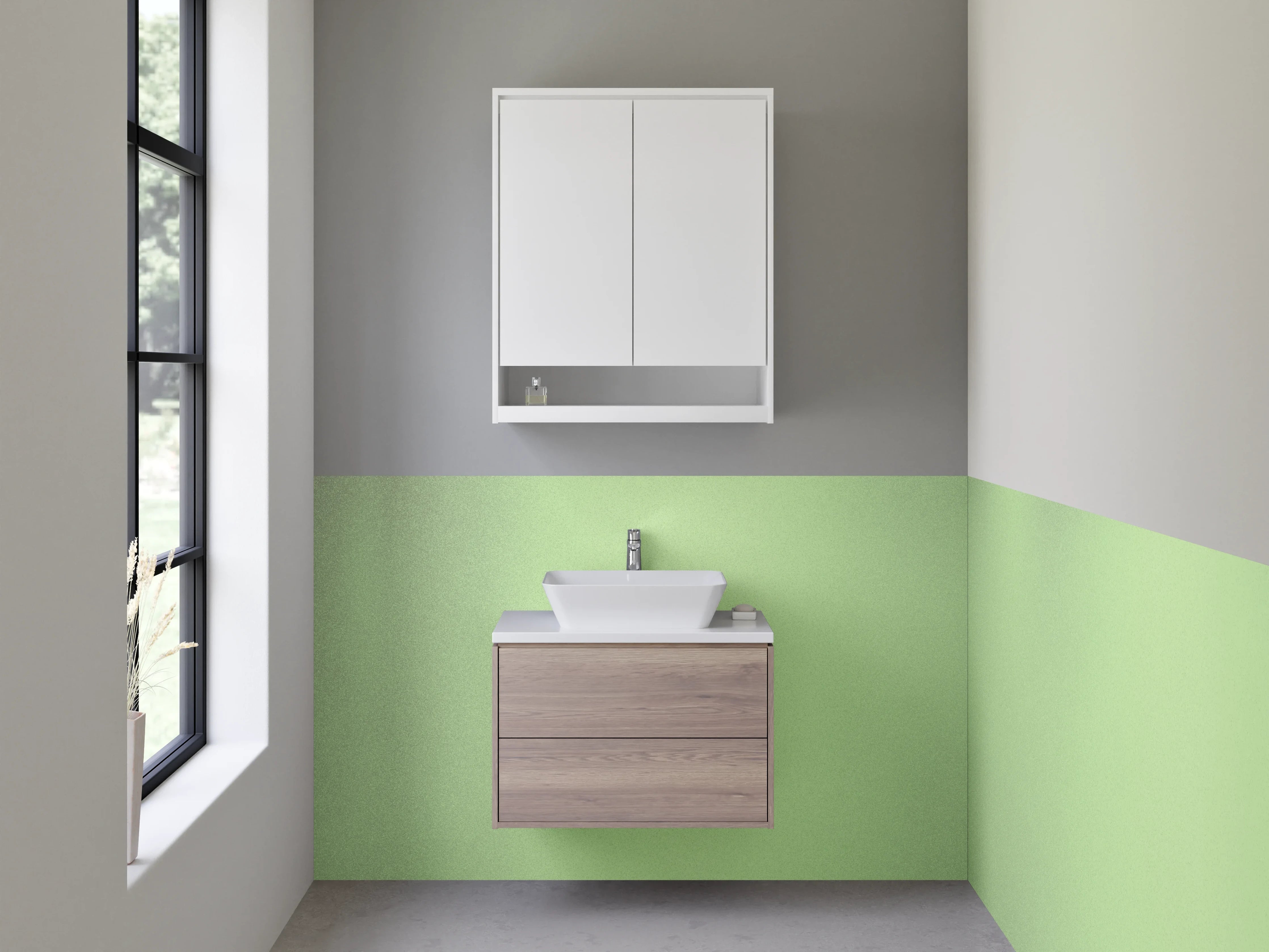 Waschbecken-Rückwand - Sanftes Grün Uni-Farbe für Bad & Küche